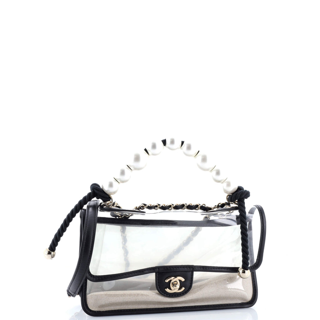 Sand By The Sea Pearl Flap Bag PVC with Lambskin Medium