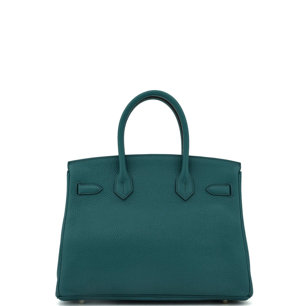 Birkin Handbag Vert Cypress Clemence with Gold Hardware 30
