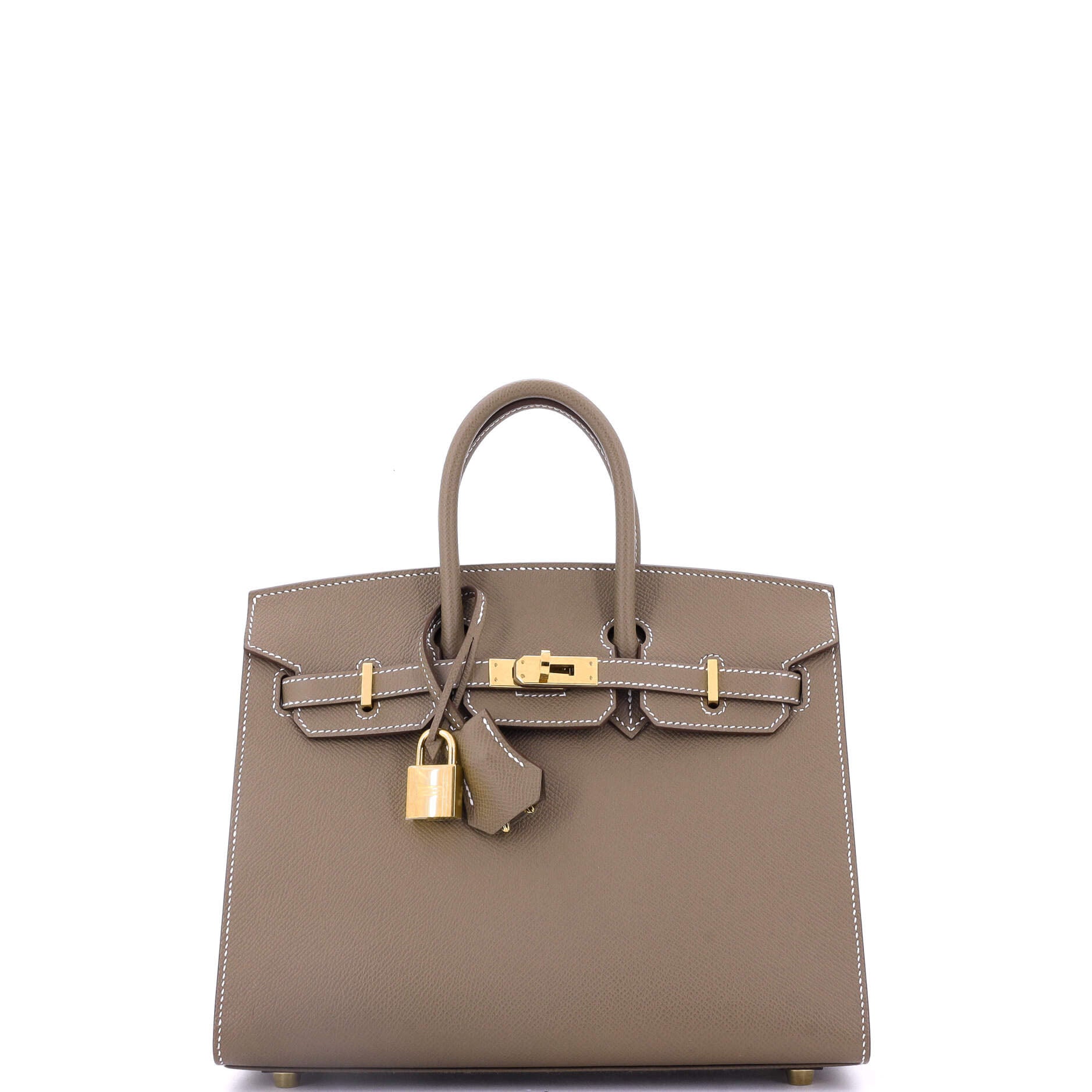 Birkin Sellier Bag Grey Epsom with Gold Hardware 25
