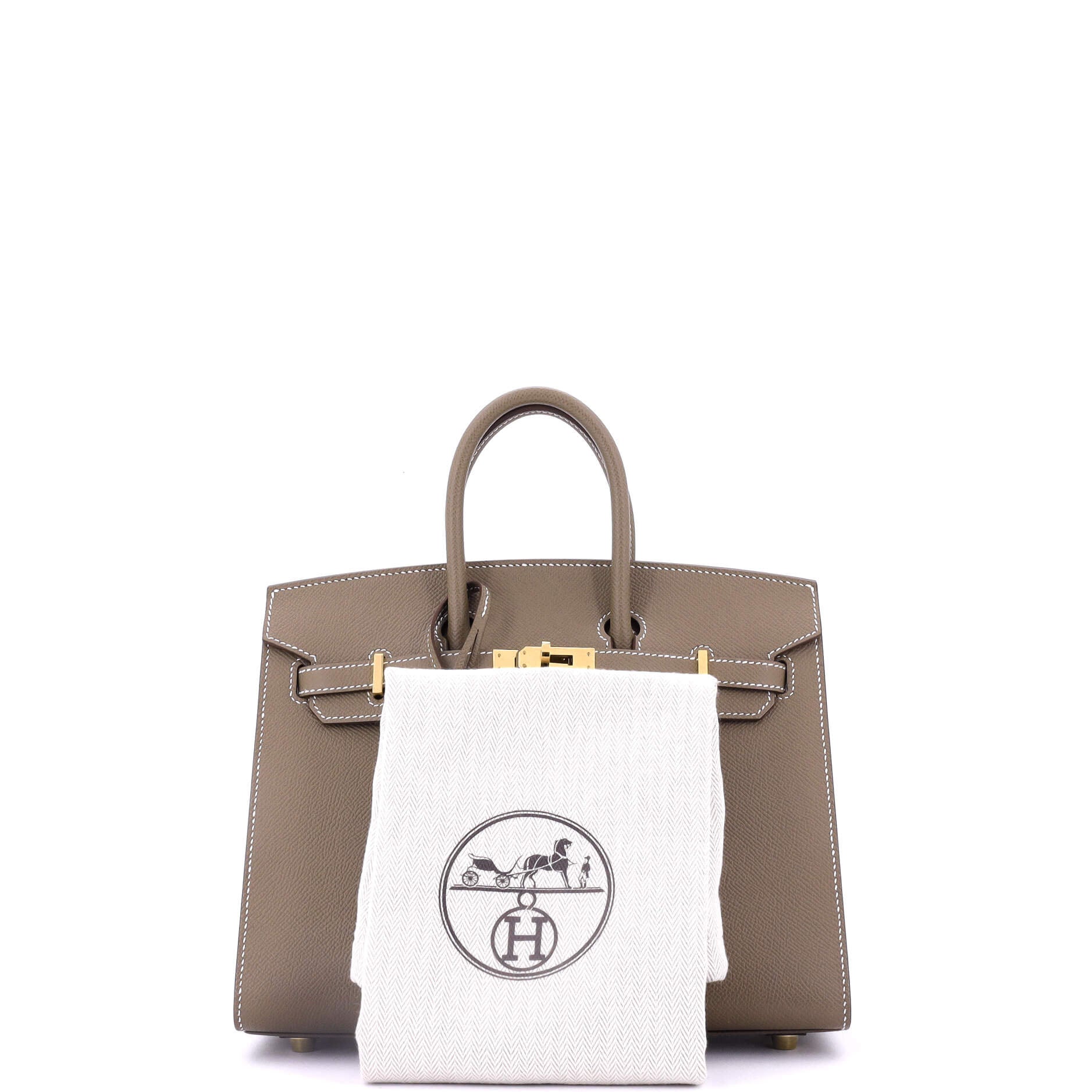 Birkin Sellier Bag Grey Epsom with Gold Hardware 25