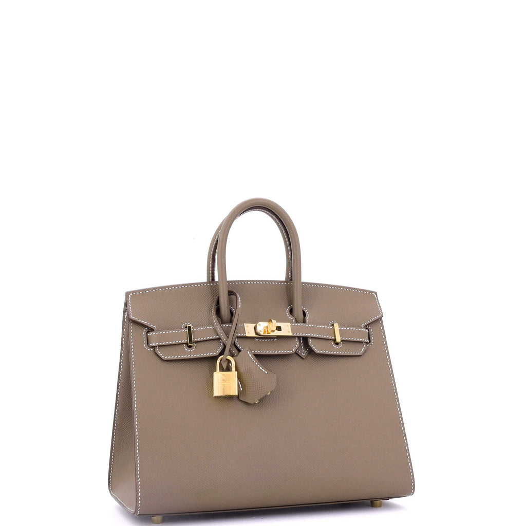 Birkin Sellier Bag Grey Epsom with Gold Hardware 25