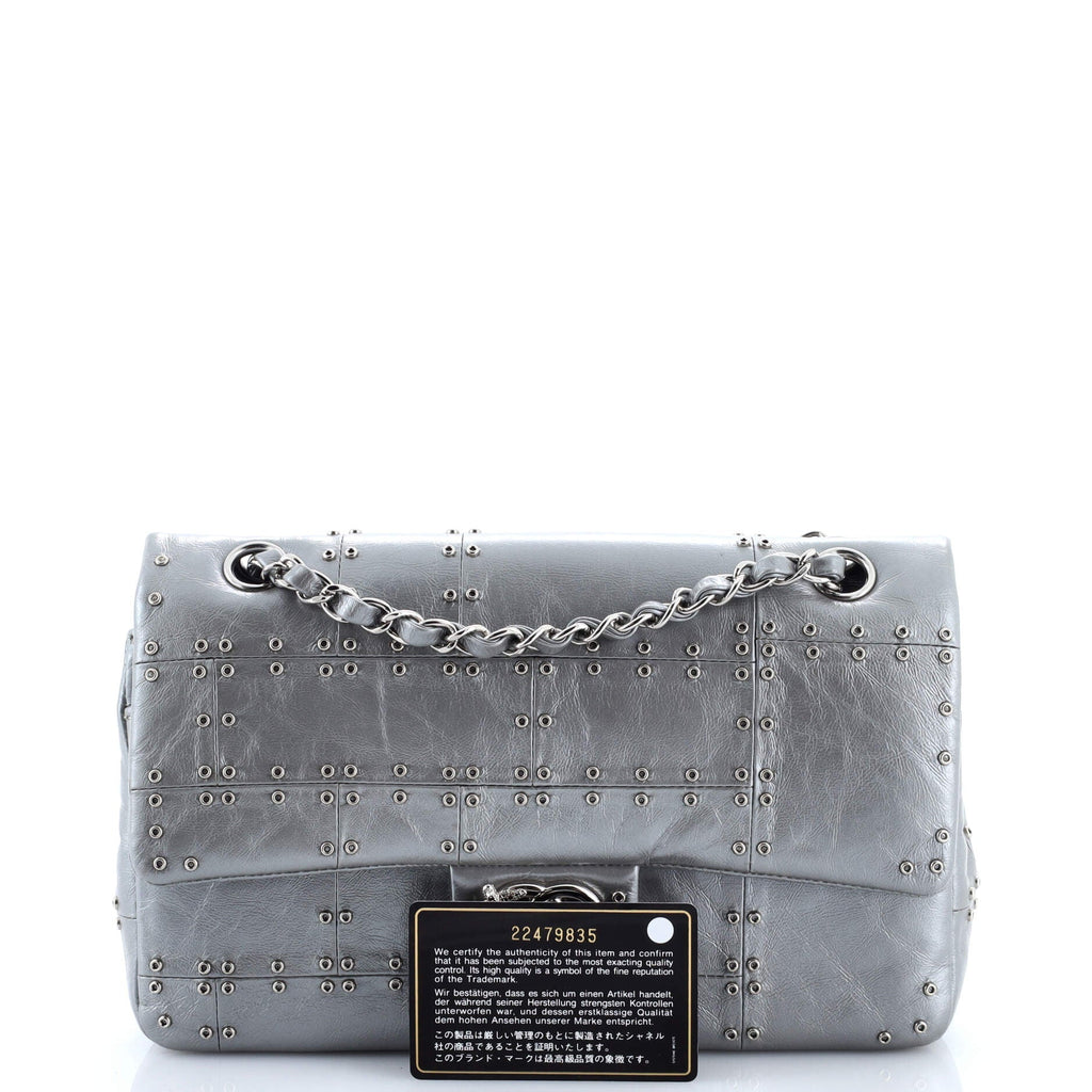 Airlines Classic Double Flap Bag Studded Quilted Glazed Calfskin Medium