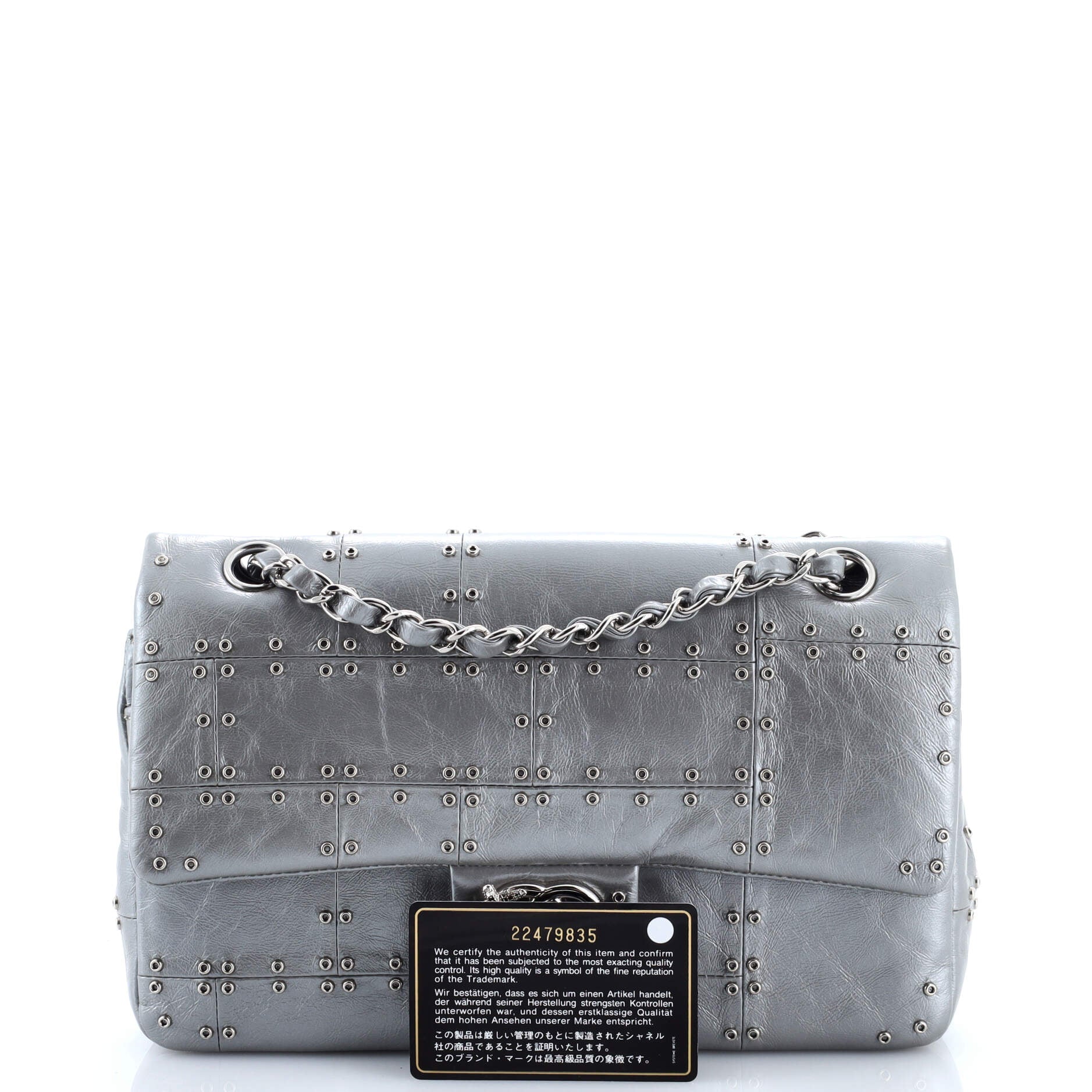 Airlines Classic Double Flap Bag Studded Quilted Glazed Calfskin Medium