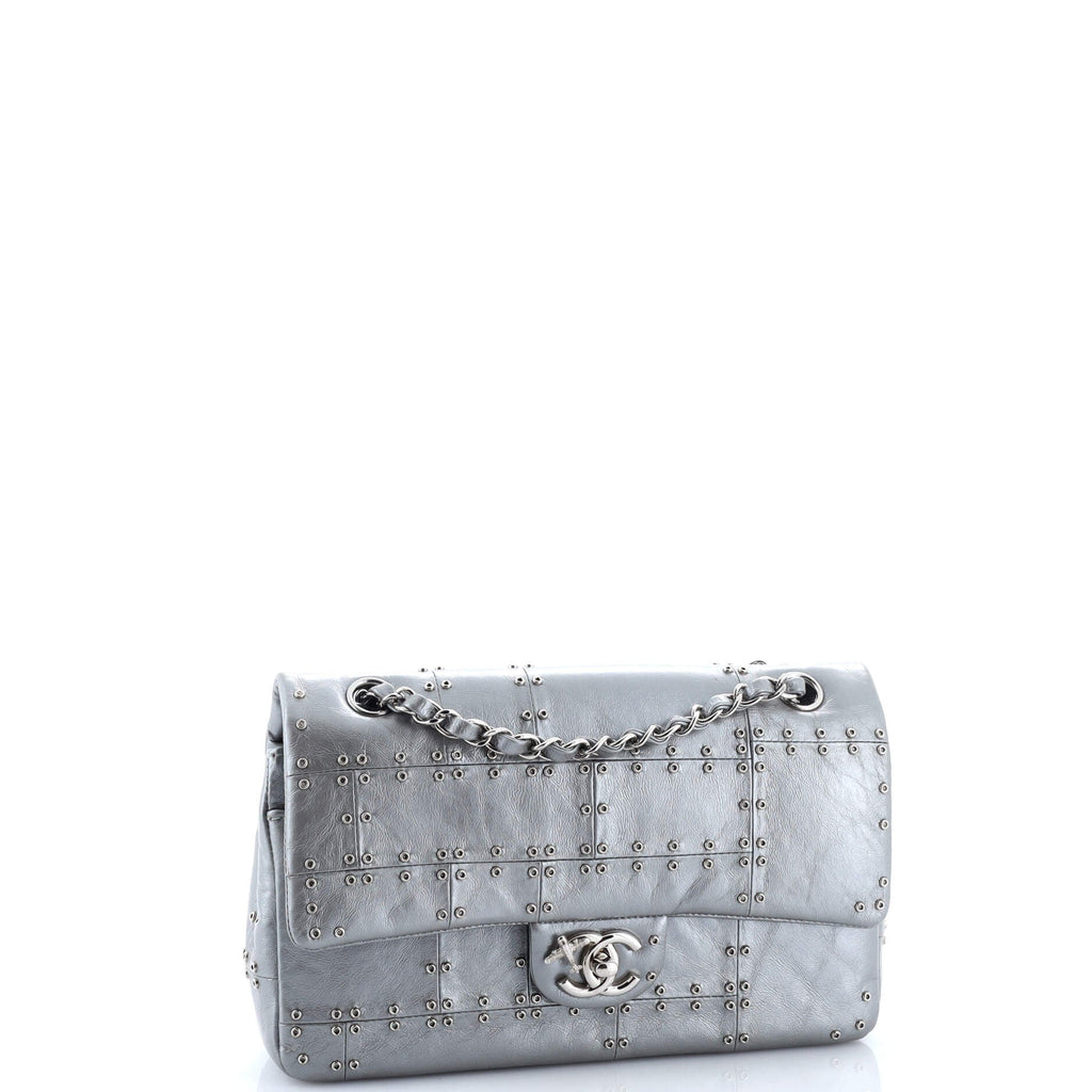Airlines Classic Double Flap Bag Studded Quilted Glazed Calfskin Medium