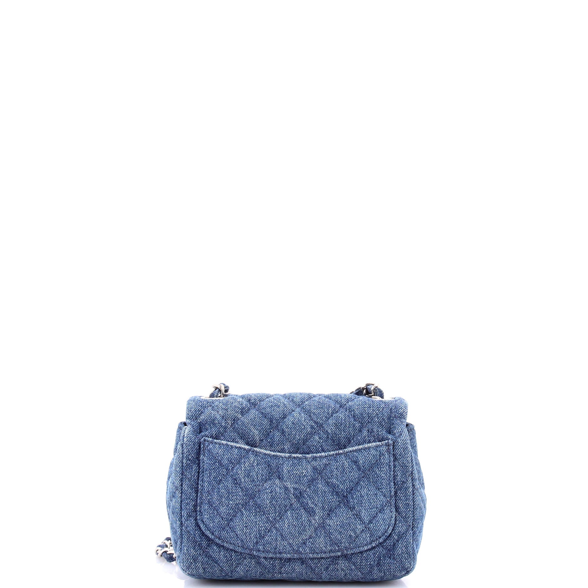 Square Classic Single Flap Bag Quilted CC Printed Denim Mini