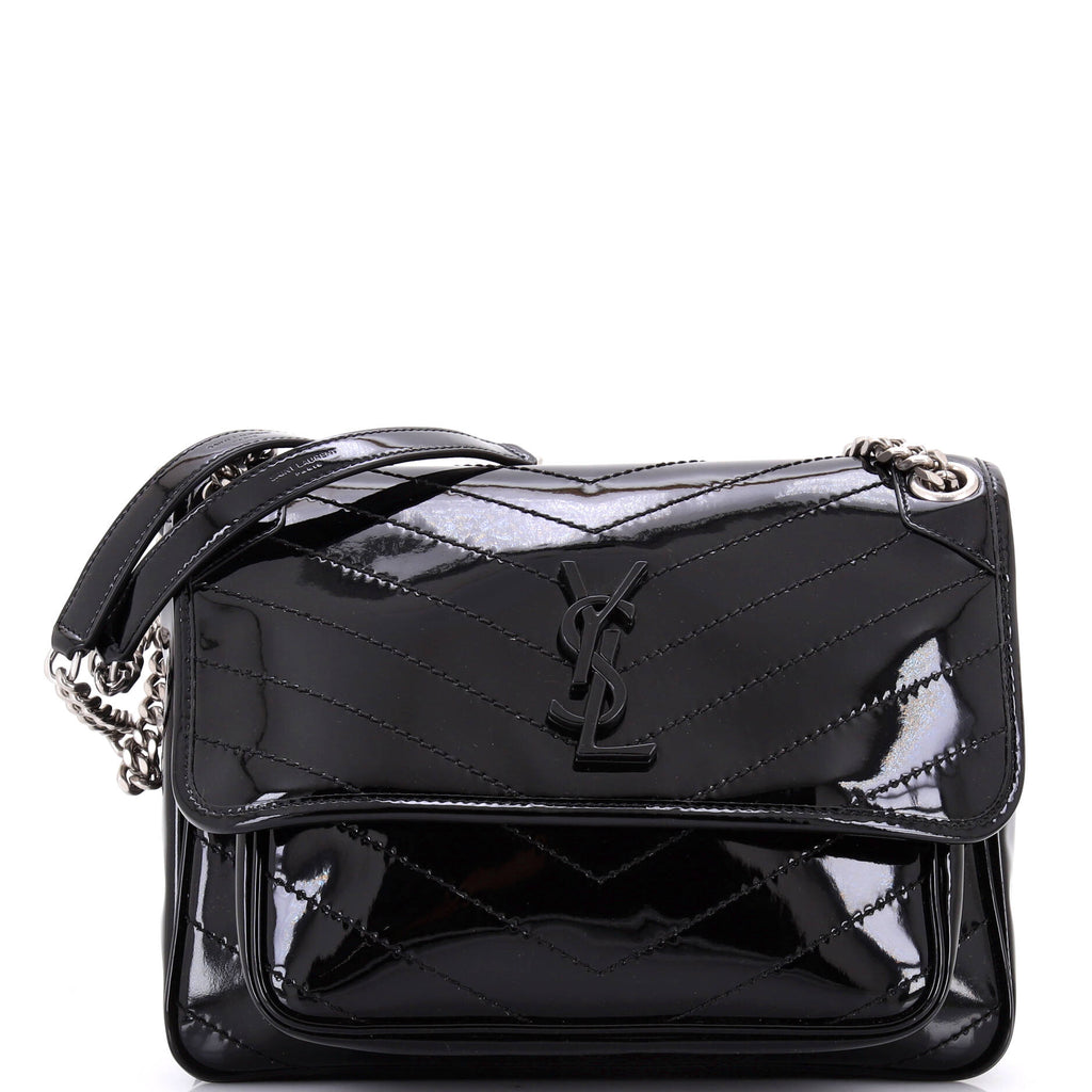 Niki Chain Flap Bag Matelasse Chevron Patent Medium
