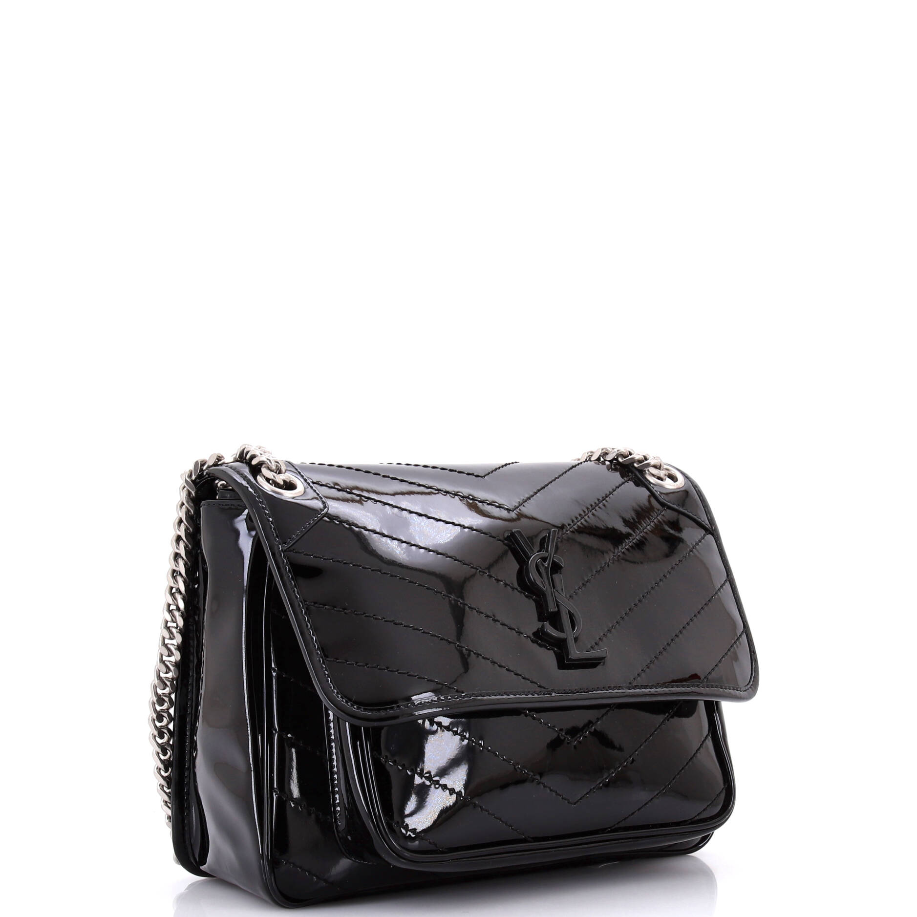 Niki Chain Flap Bag Matelasse Chevron Patent Medium