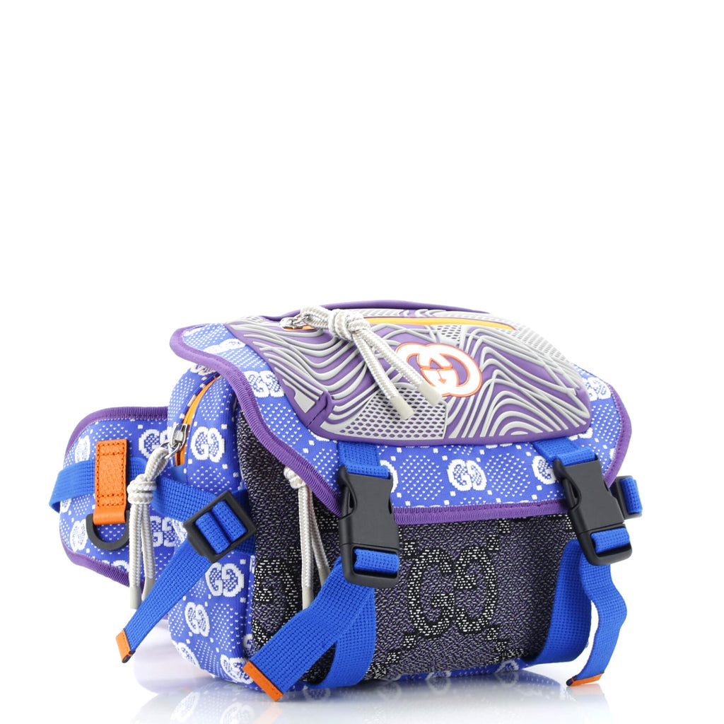 Buckle Flap Chest Strap Backpack GG Fabric with Rubber