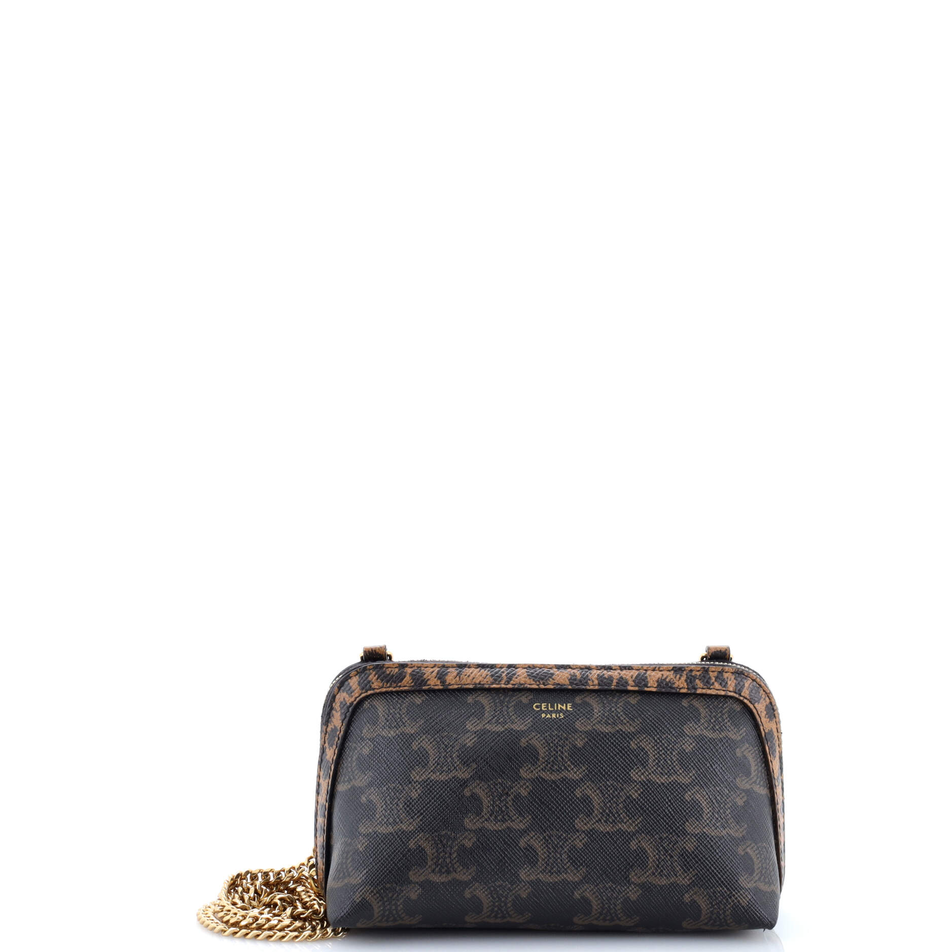 Zip Around Chain Clutch Triomphe Coated Canvas