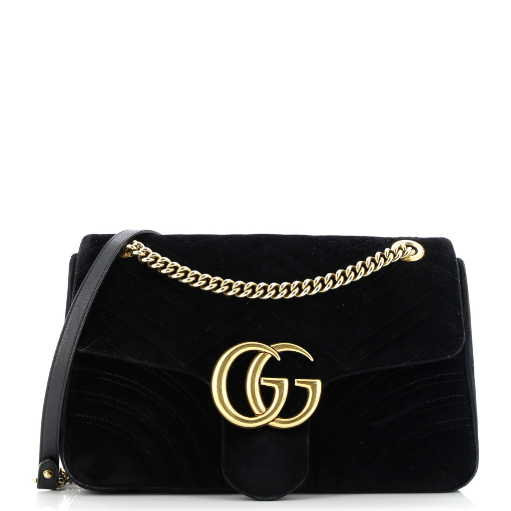 GG Marmont Flap Bag Matelasse Velvet Medium