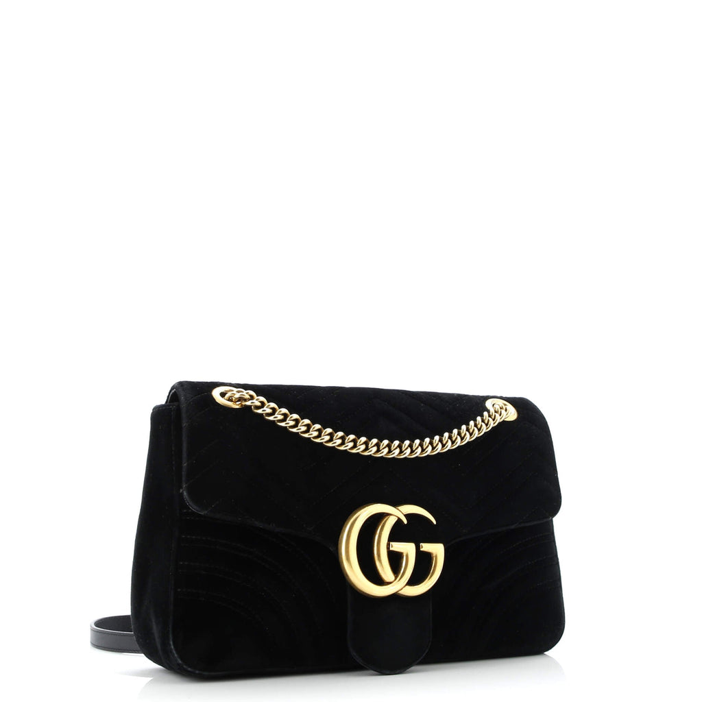 GG Marmont Flap Bag Matelasse Velvet Medium
