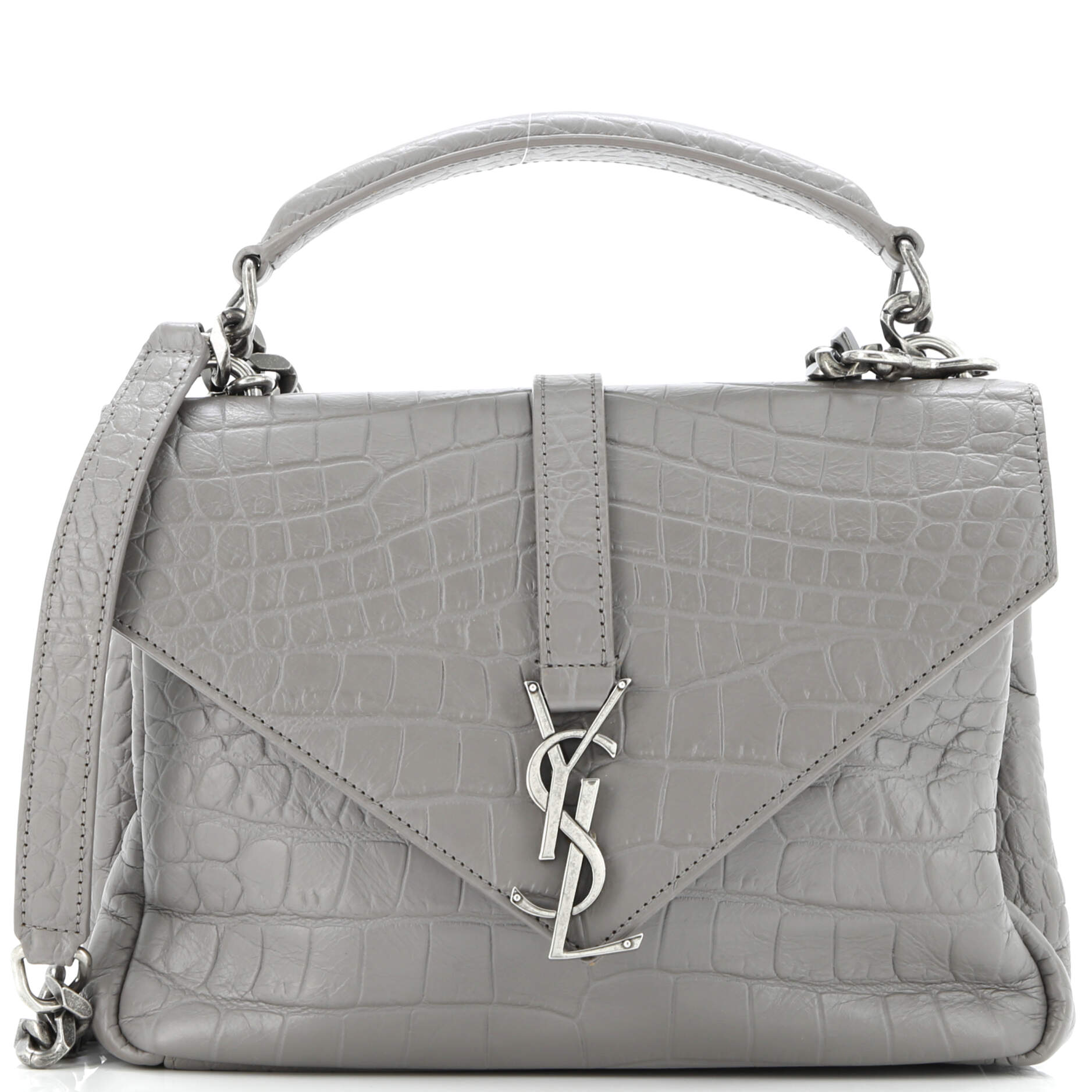 Classic Monogram College Bag Crocodile Embossed Leather Medium