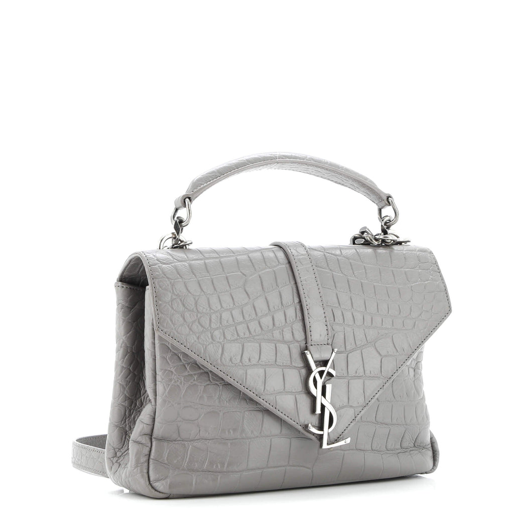 Classic Monogram College Bag Crocodile Embossed Leather Medium