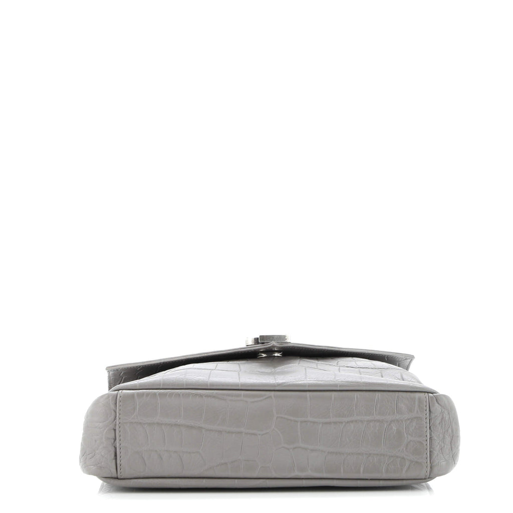 Classic Monogram College Bag Crocodile Embossed Leather Medium