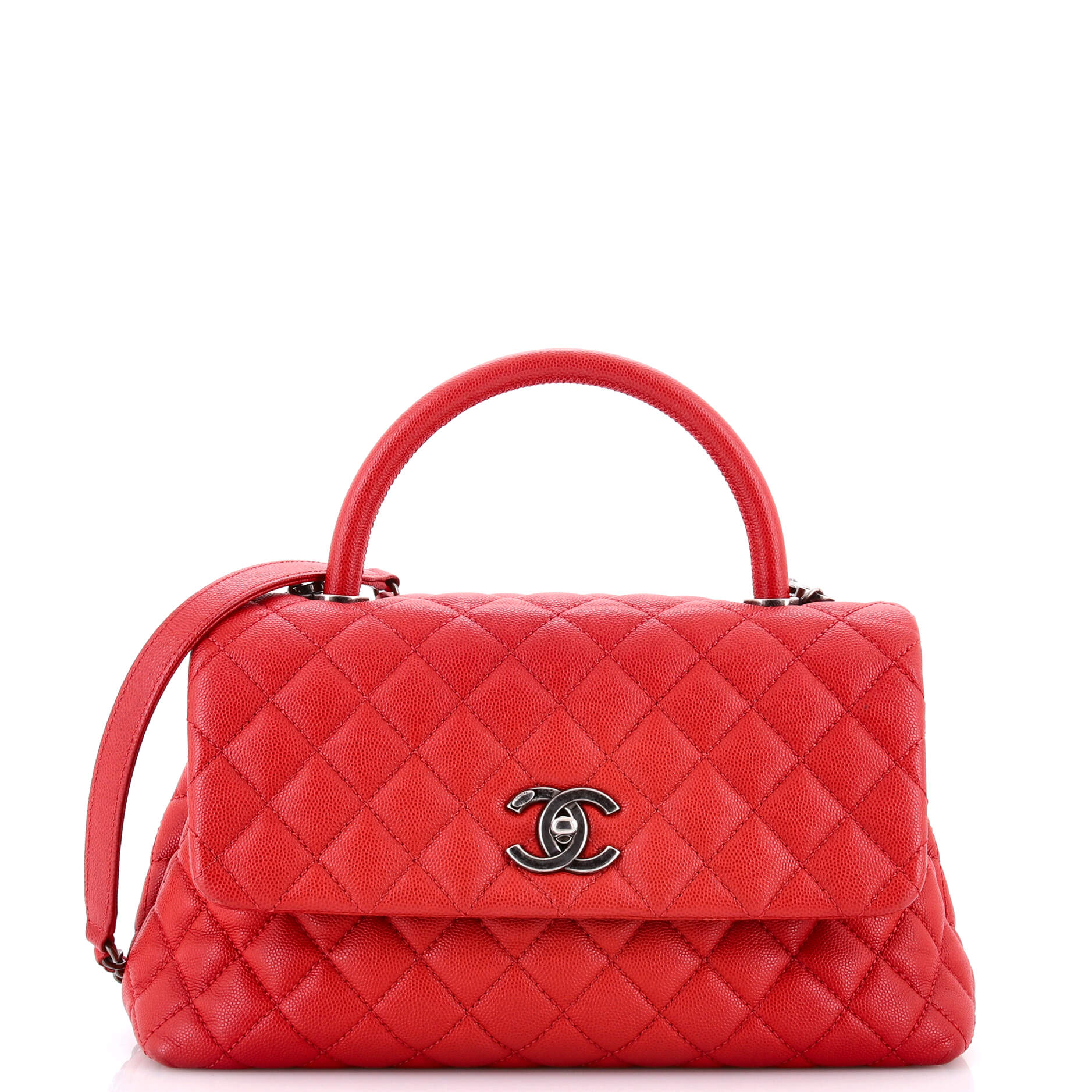 Coco Top Handle Bag Quilted Caviar Small