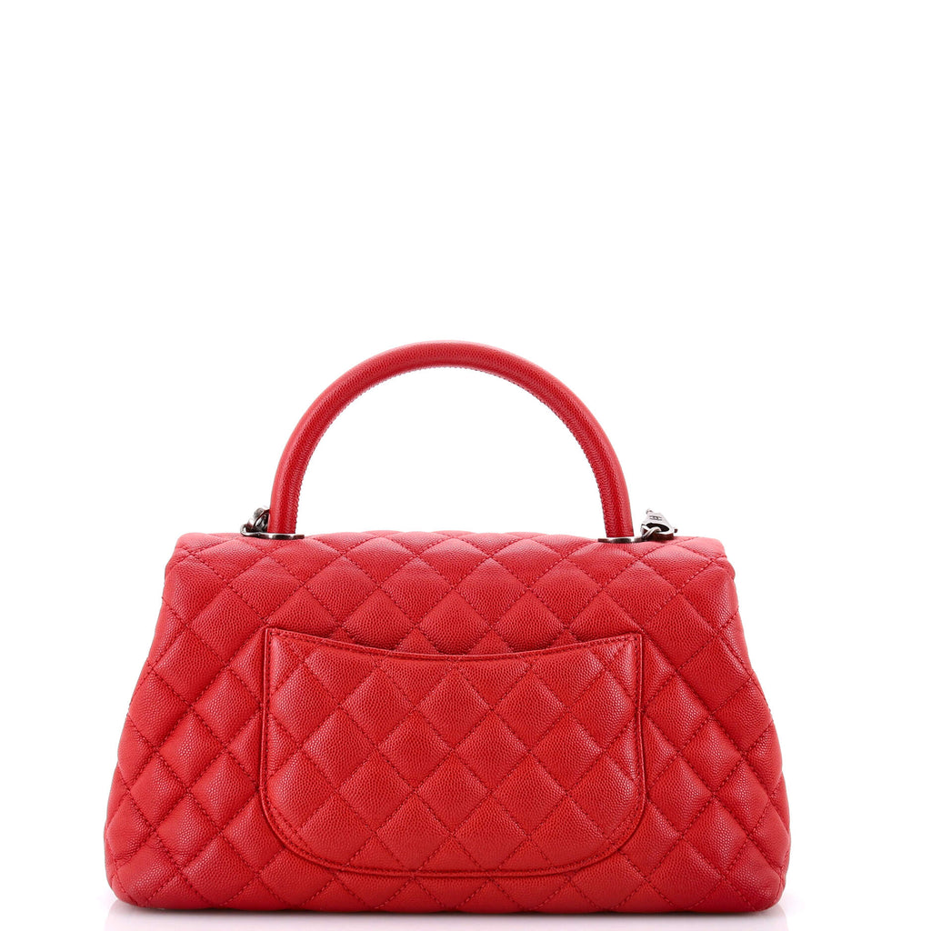Coco Top Handle Bag Quilted Caviar Small