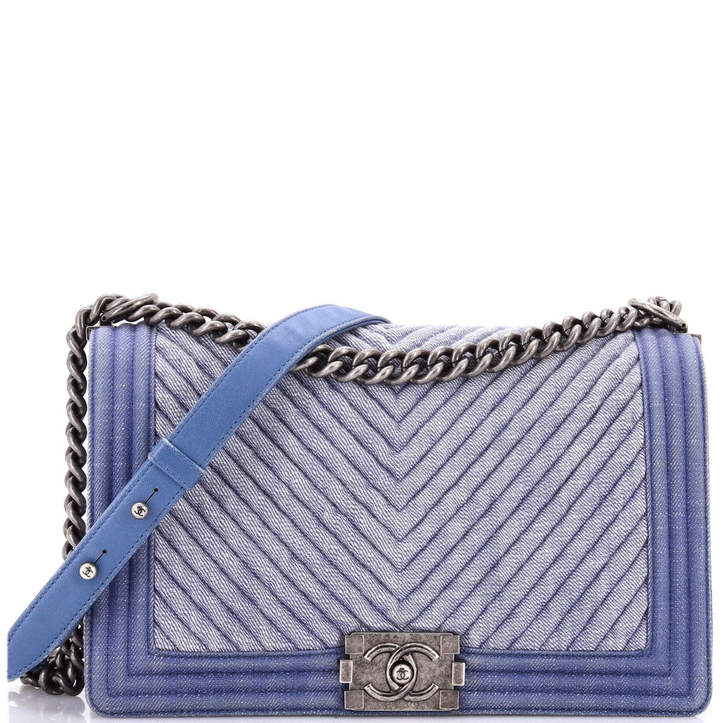 Boy Flap Bag Chevron Denim New Medium