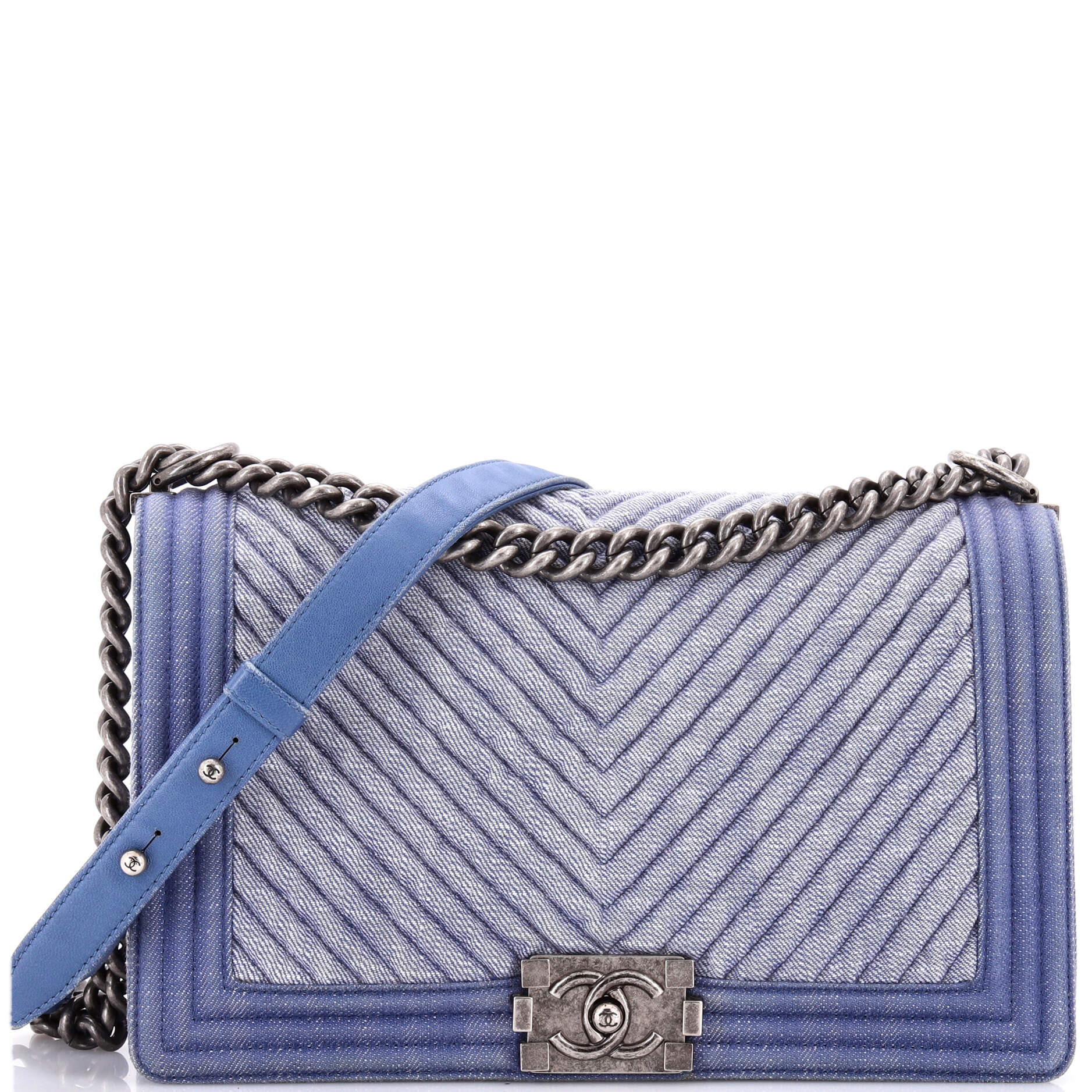 Boy Flap Bag Chevron Denim New Medium
