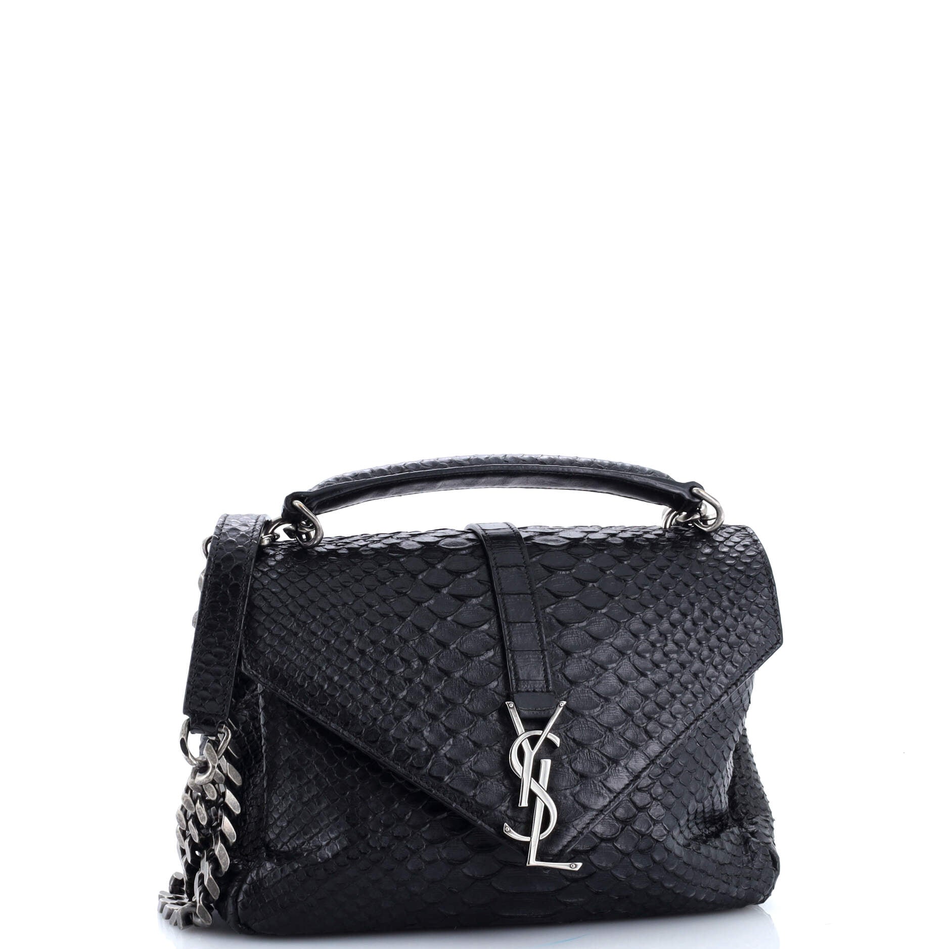 Classic Monogram College Bag Python Embossed Leather Medium