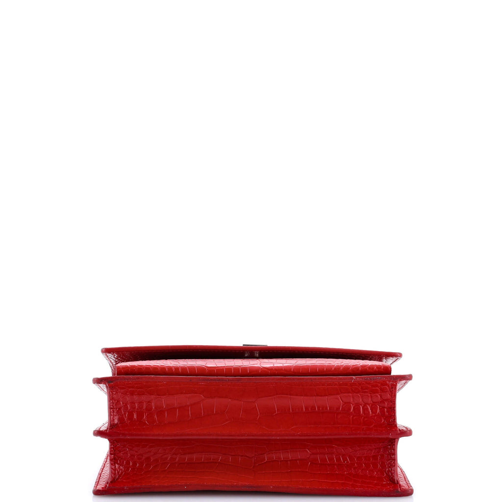 Sunset Crossbody Bag Crocodile Embossed Leather Medium