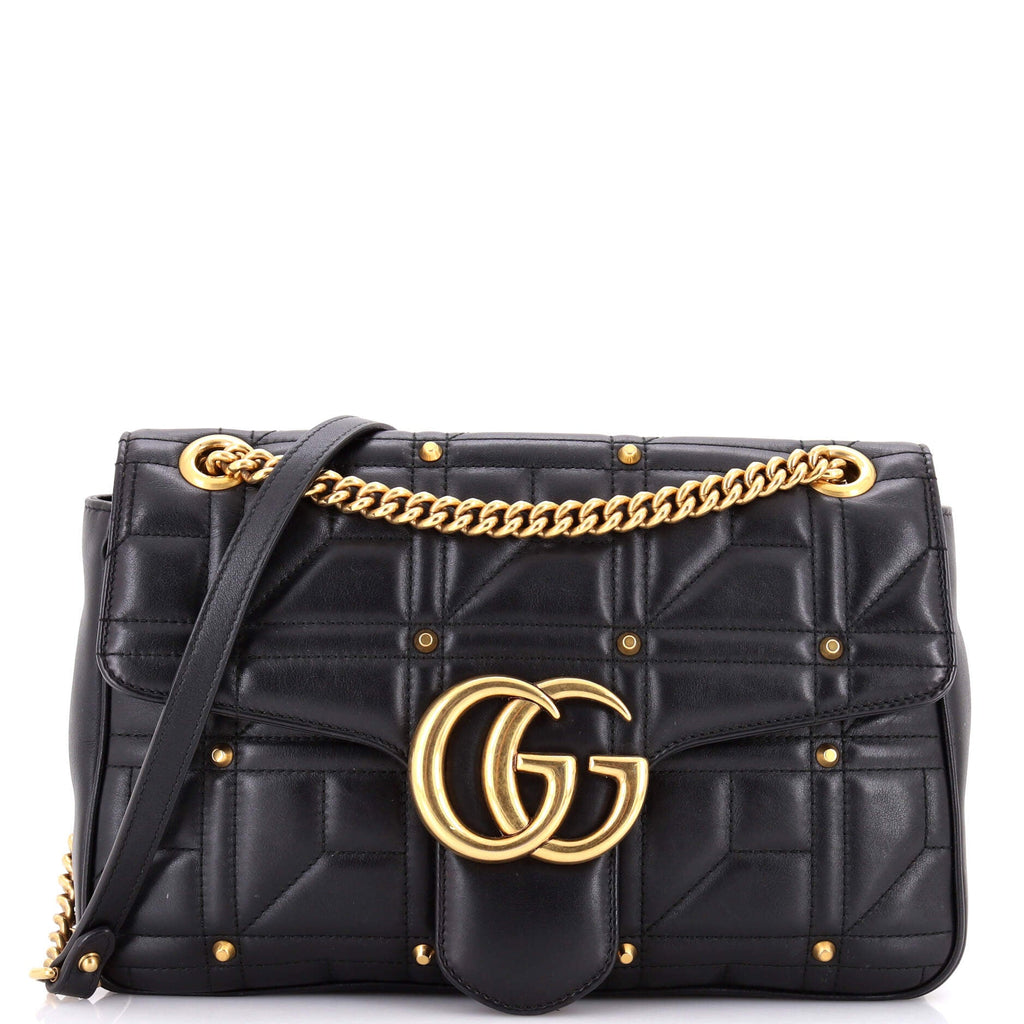 GG Marmont Flap Bag Studded Matelasse Leather Medium