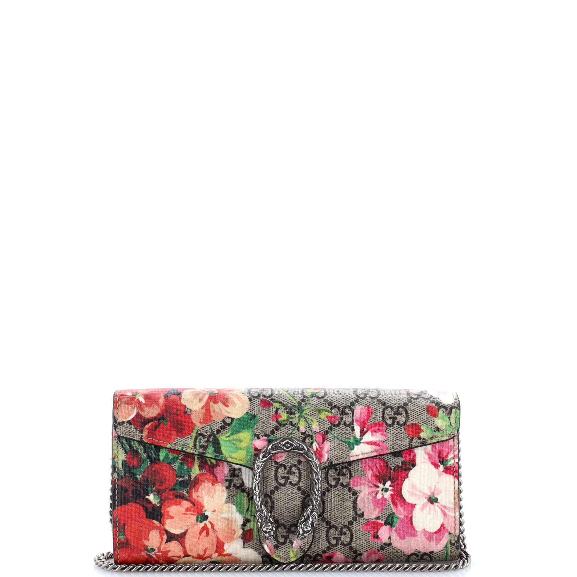 Dionysus Chain Wallet Blooms Print GG Coated Canvas Long