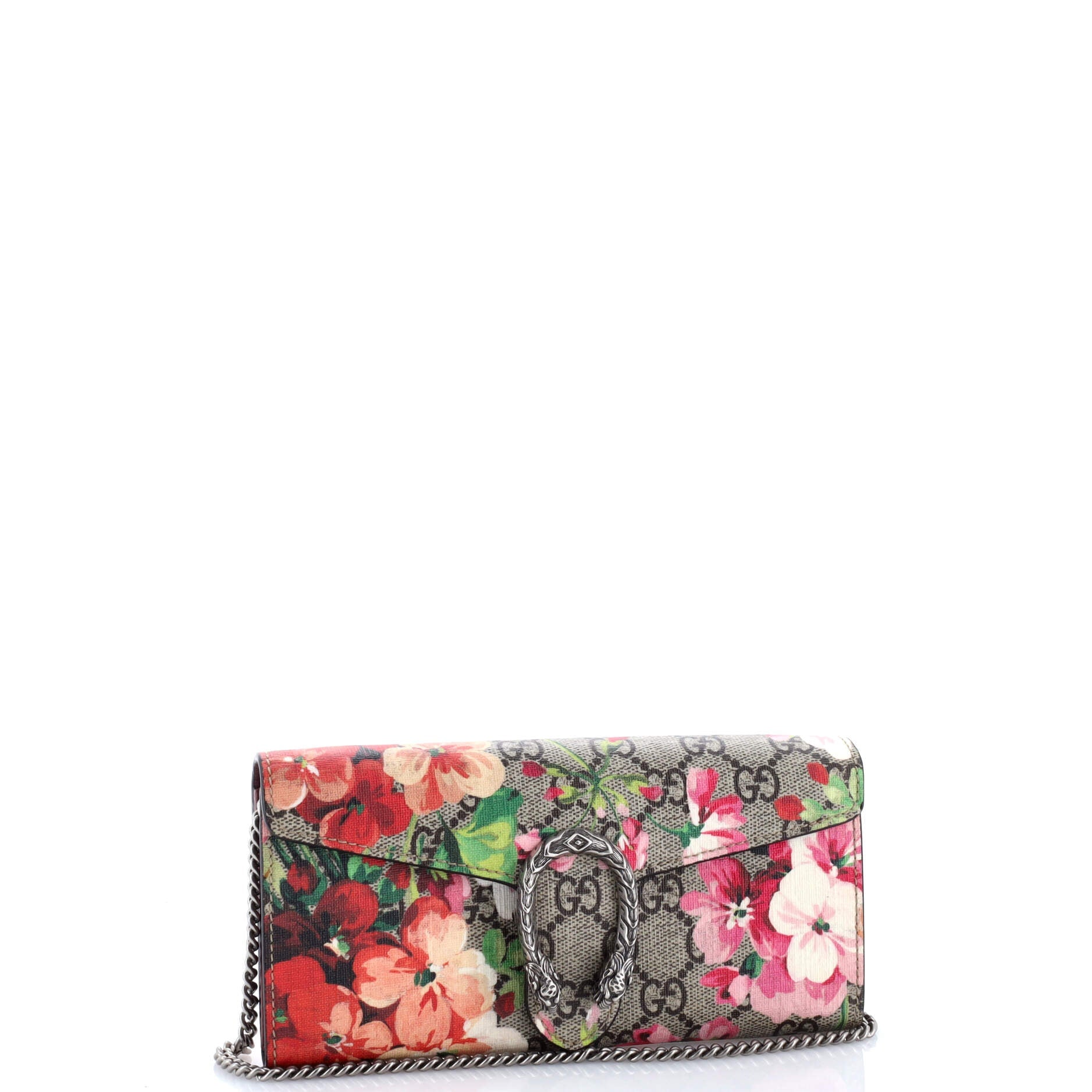 Dionysus Chain Wallet Blooms Print GG Coated Canvas Long