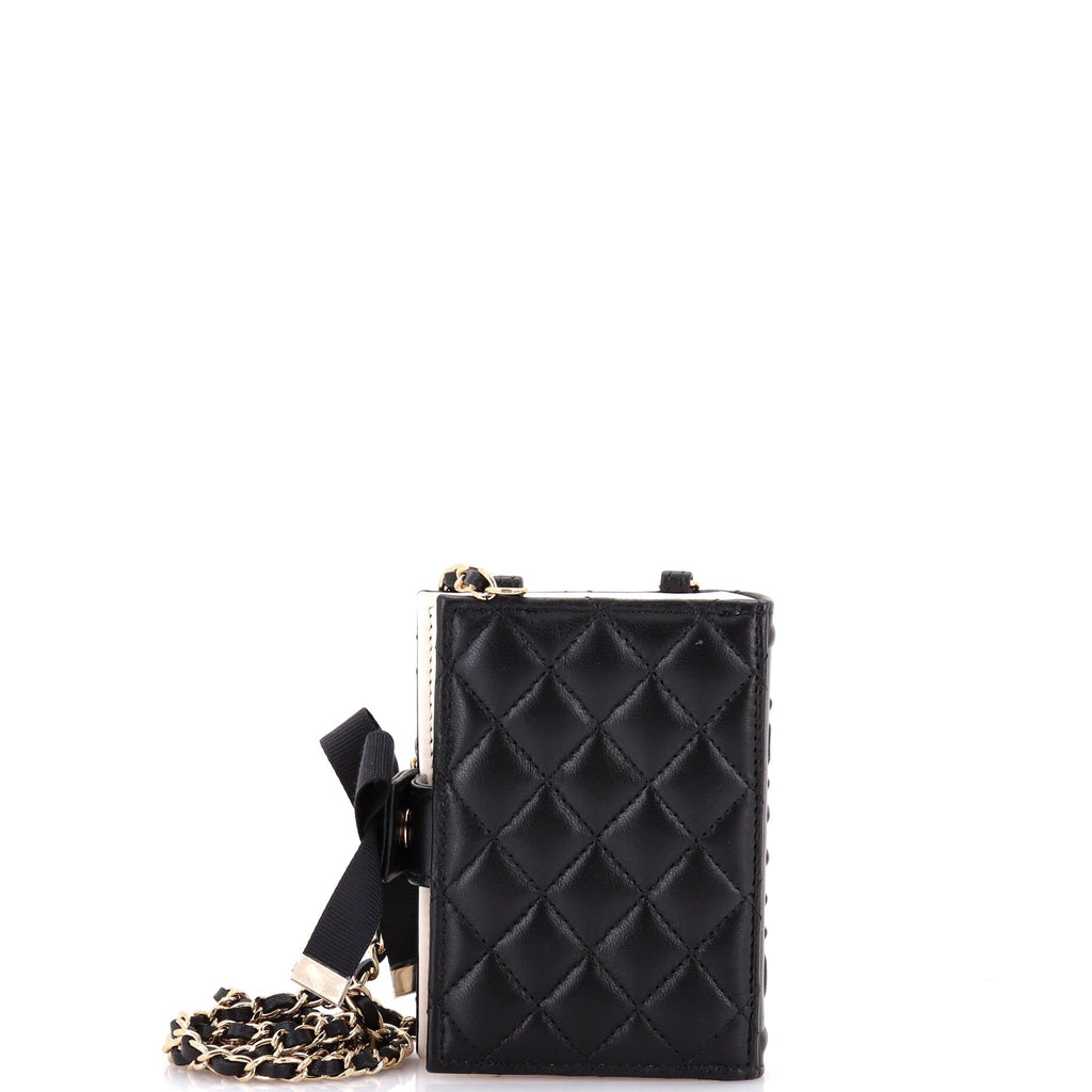 CC Book Card Holder with Chain Quilted Lambskin