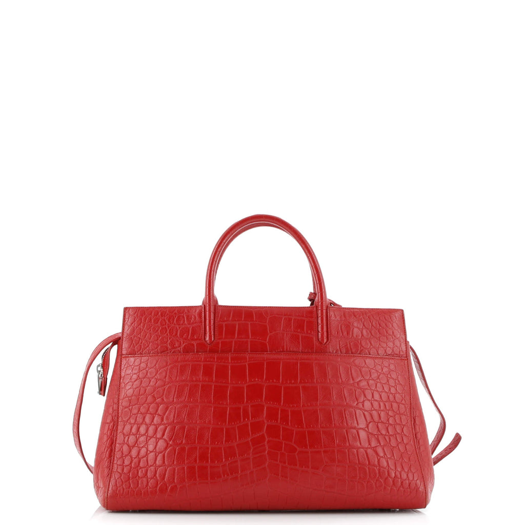 Rive Gauche Cabas Crocodile Embossed Leather Medium