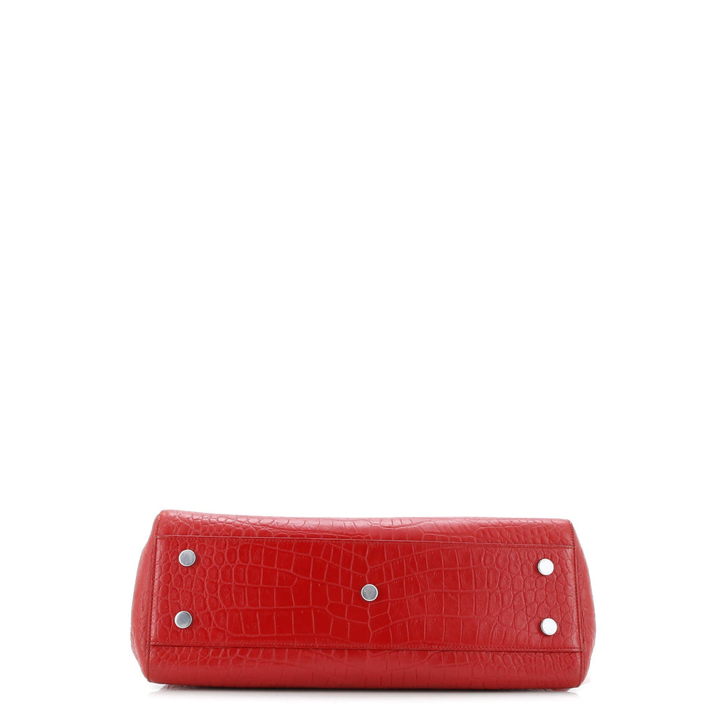 Rive Gauche Cabas Crocodile Embossed Leather Medium