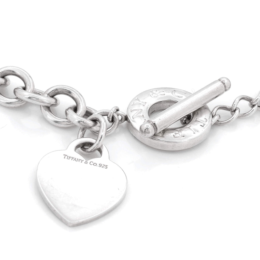 Heart Tag Toggle Chain Necklace Sterling Silver