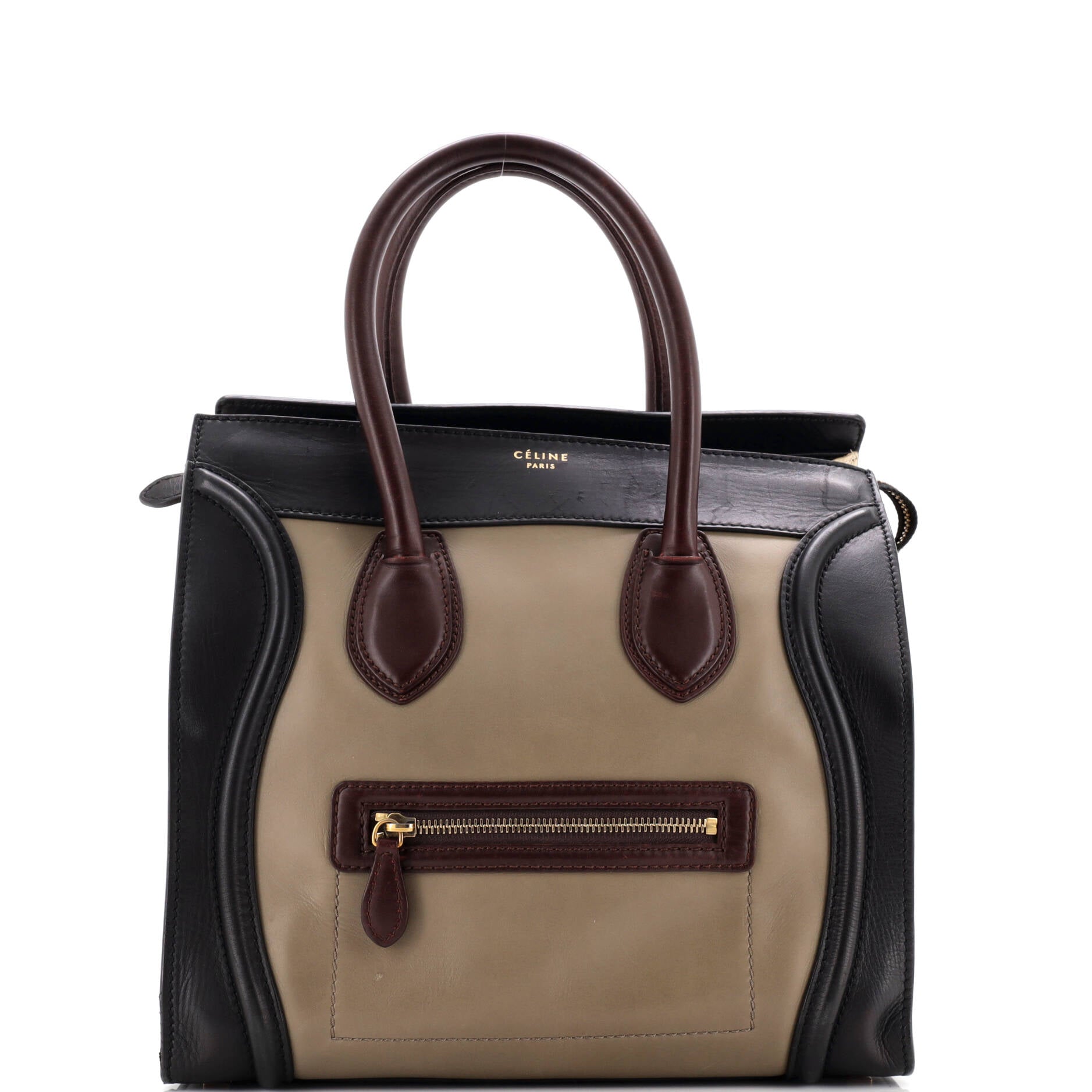 Bicolor Luggage Bag Leather Mini