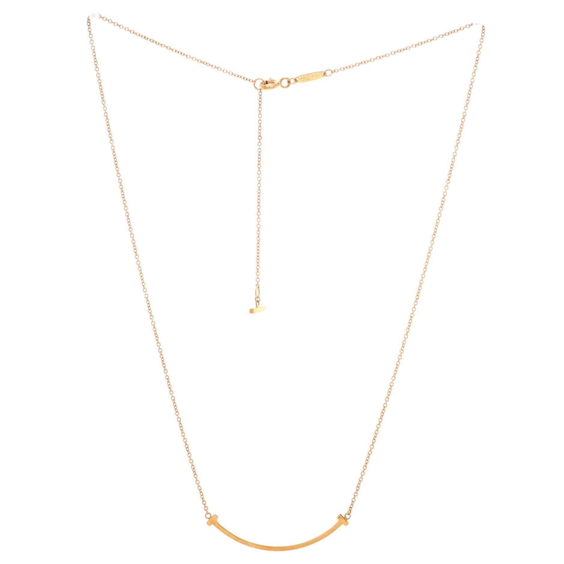 T Smile Pendant Necklace 18K Yellow Gold Large