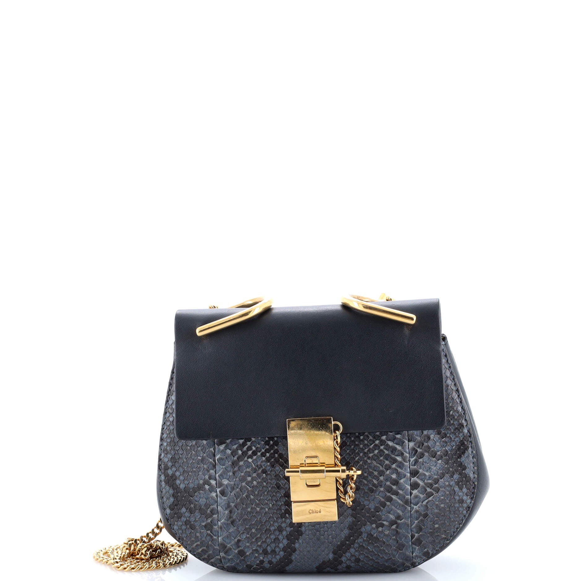 Drew Crossbody Bag Python and Leather Small