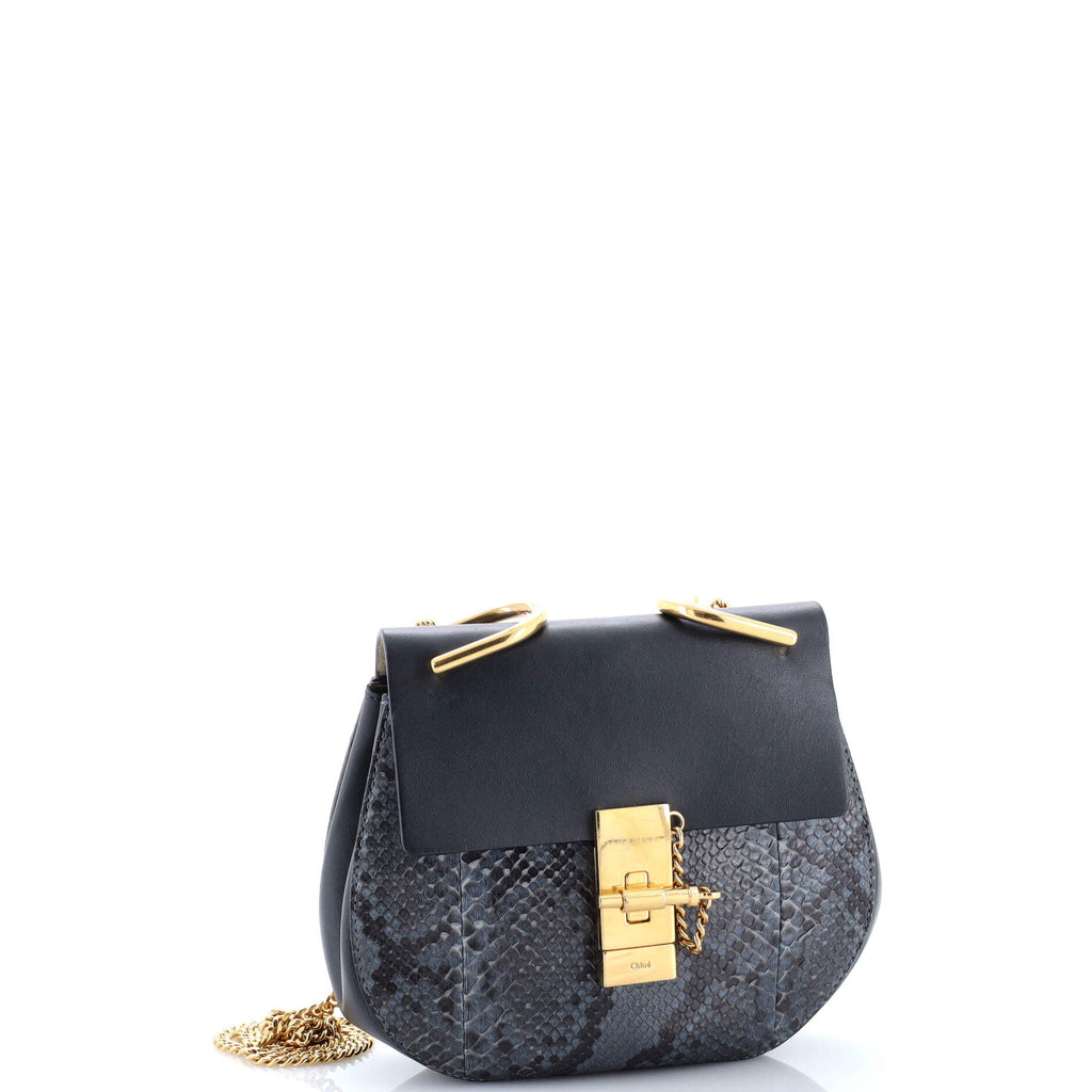 Drew Crossbody Bag Python and Leather Small