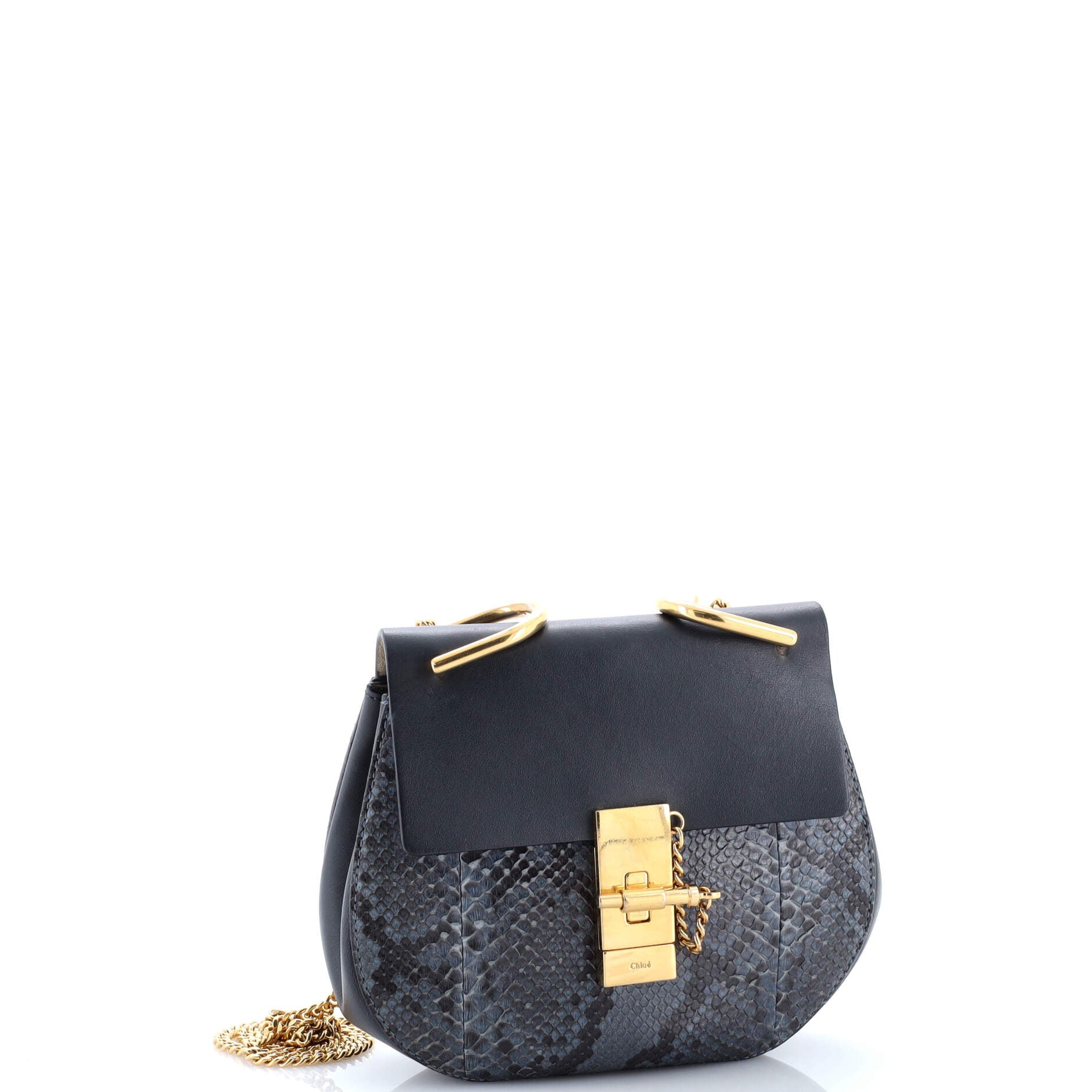 Drew Crossbody Bag Python and Leather Small