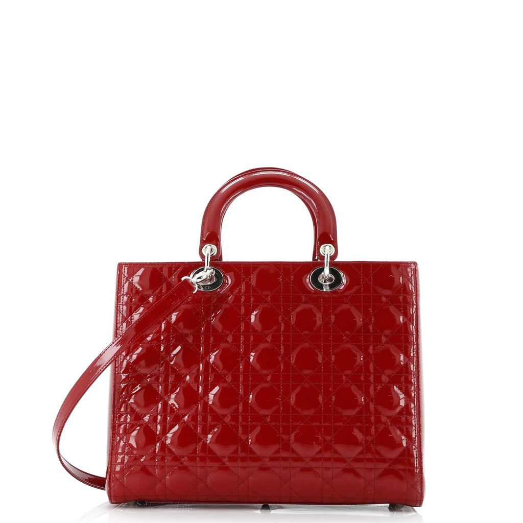 Lady Dior Bag Cannage Quilt Patent Large