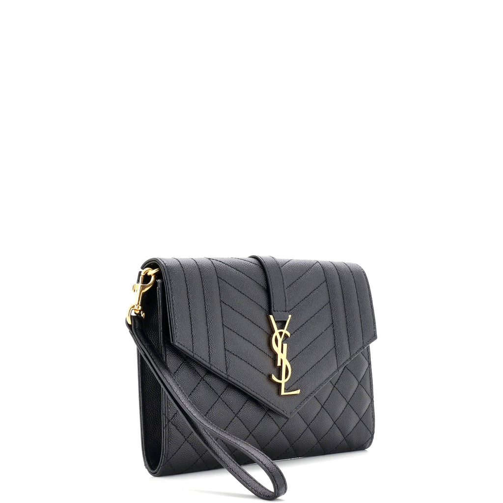 Classic Monogram Envelope Wristlet Clutch Mixed Matelasse Leather