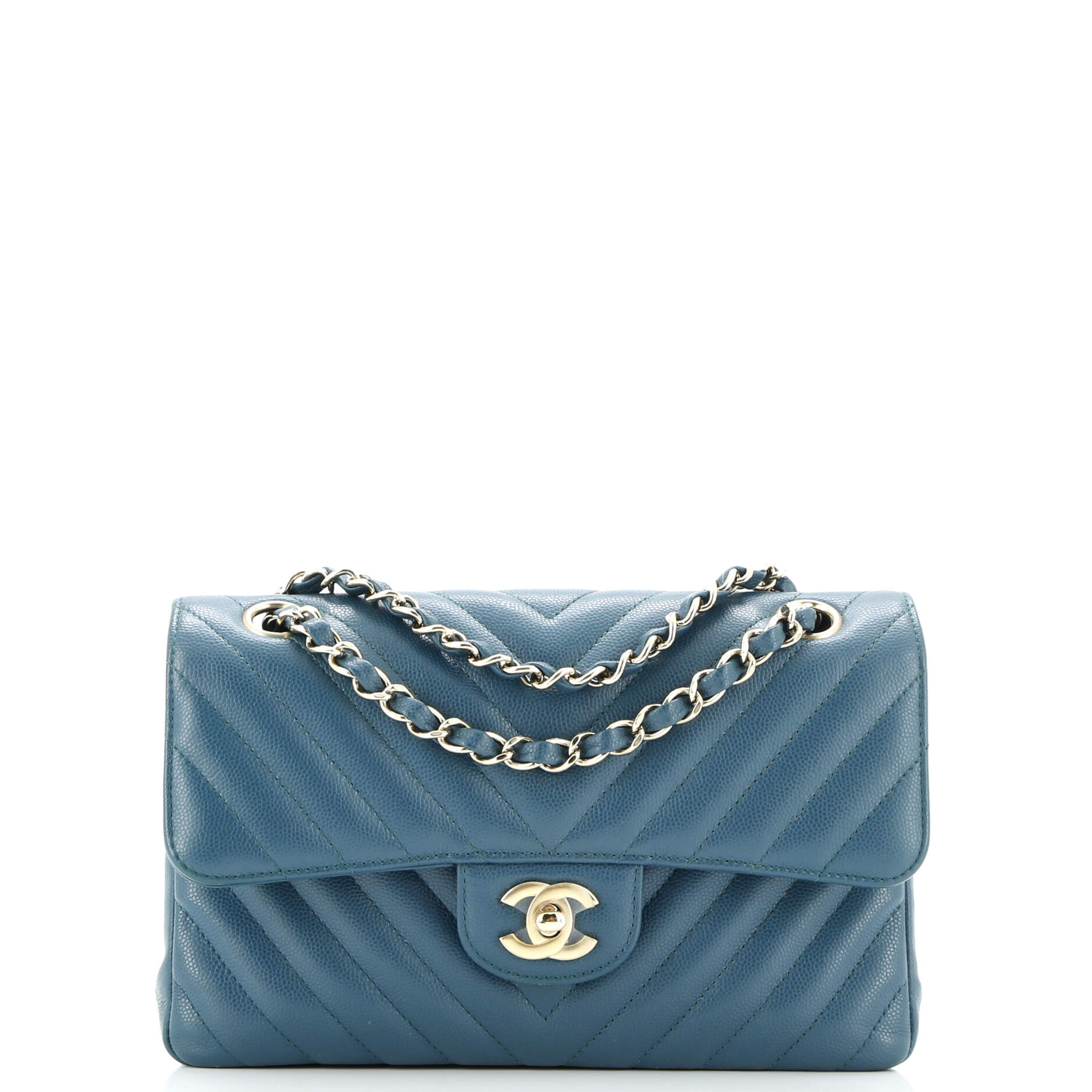 Classic Double Flap Bag Chevron Caviar Small