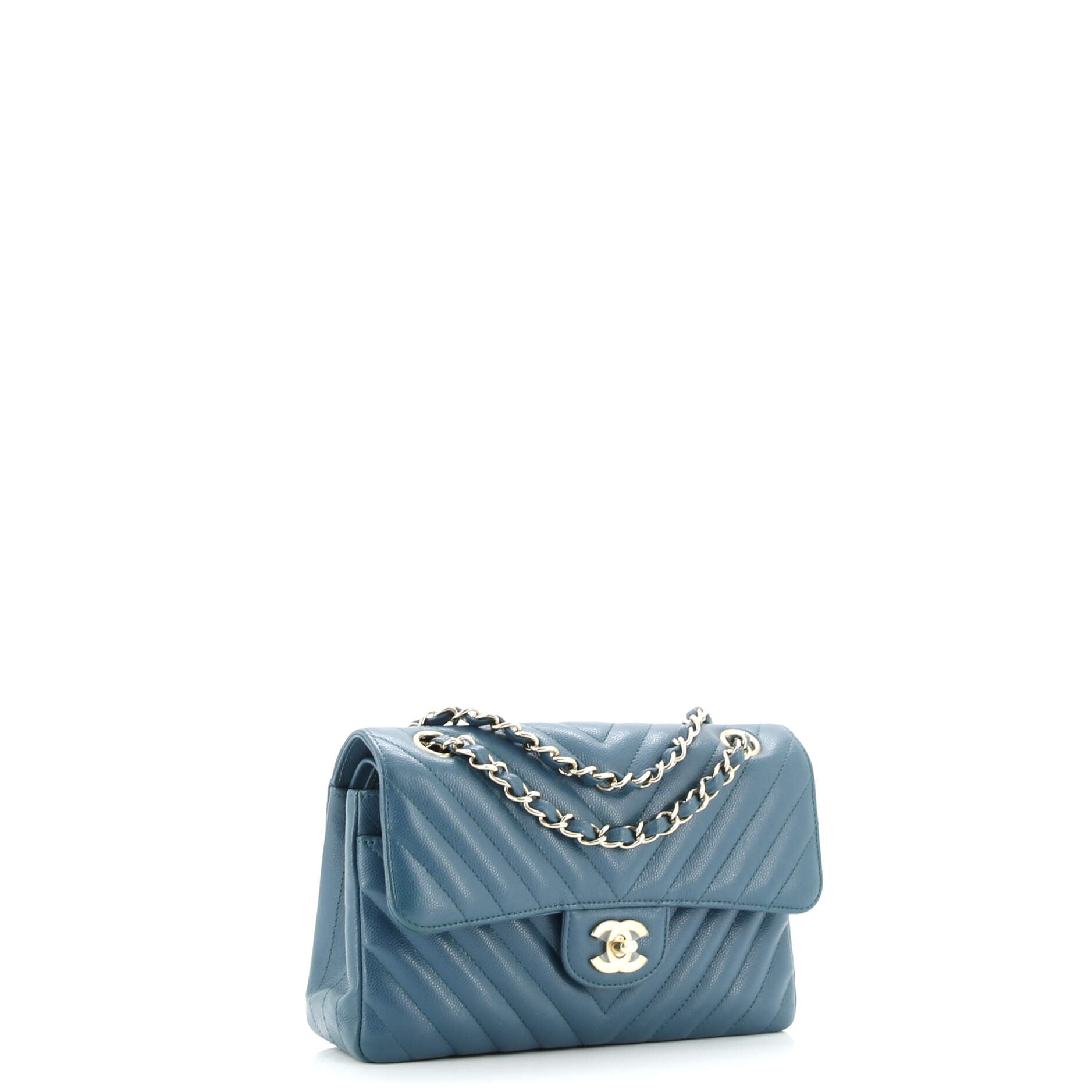 Classic Double Flap Bag Chevron Caviar Small