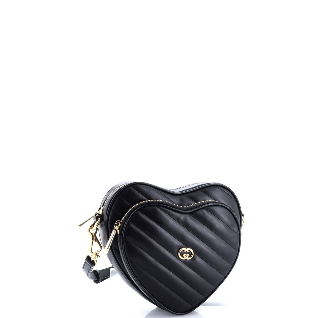 Interlocking G Heart Shoulder Bag Diagonal Quilted Leather Mini