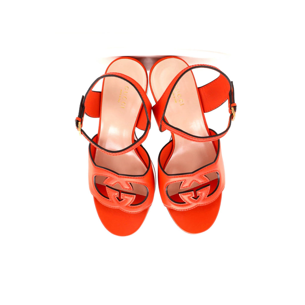 Women's Interlocking G Cut-Out Platform Sandals Leather