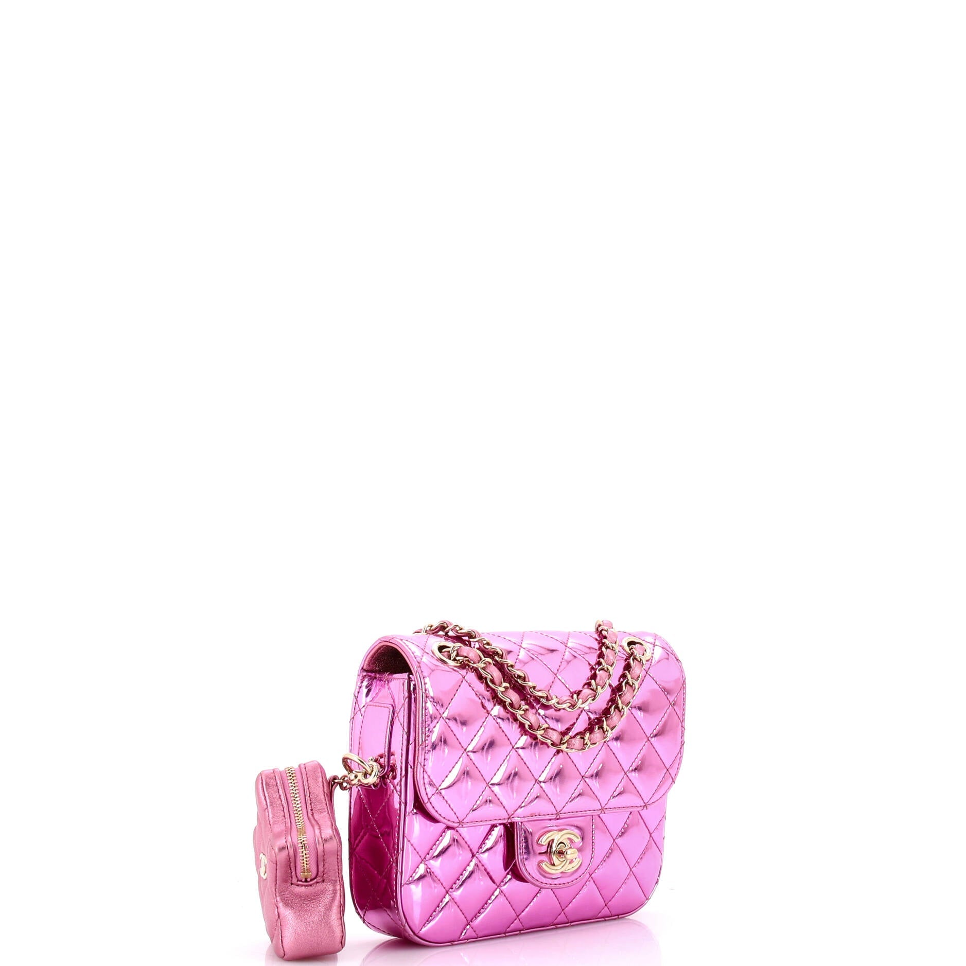 Classic Single Flap Bag with Star Coin Purse Quilted Metallic Leather Mini