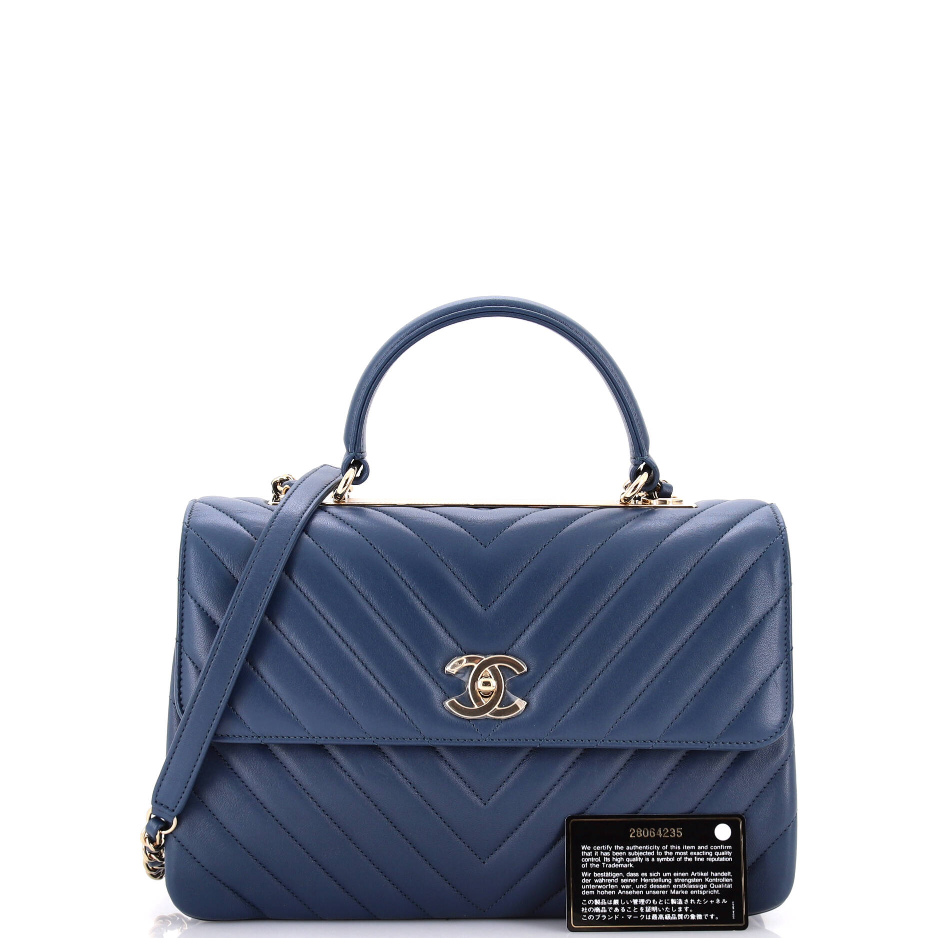 Trendy CC Top Handle Bag Chevron Lambskin Medium