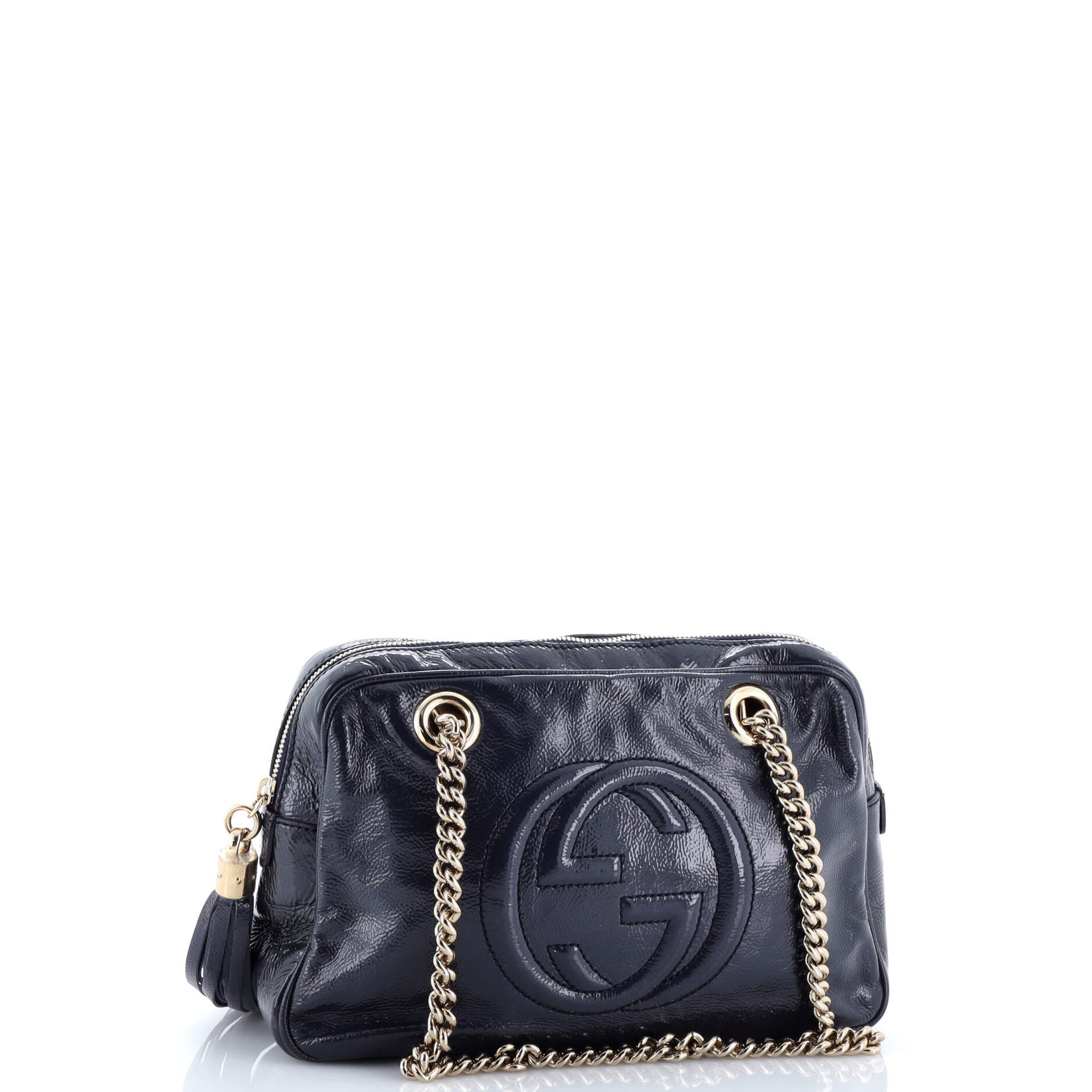 Soho Chain Zip Shoulder Bag Patent Small