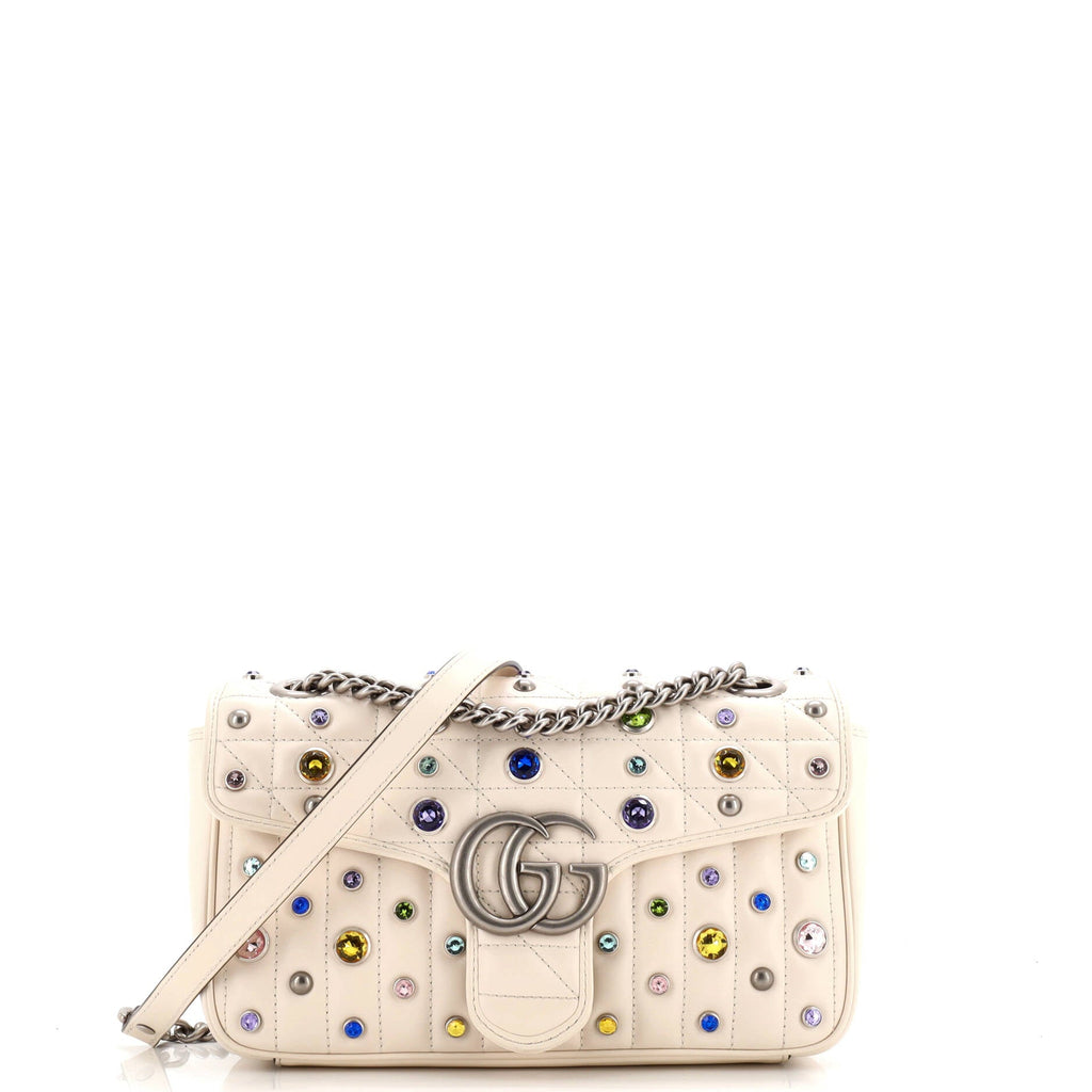 GG Marmont Flap Bag Embellished Matelasse Leather Small