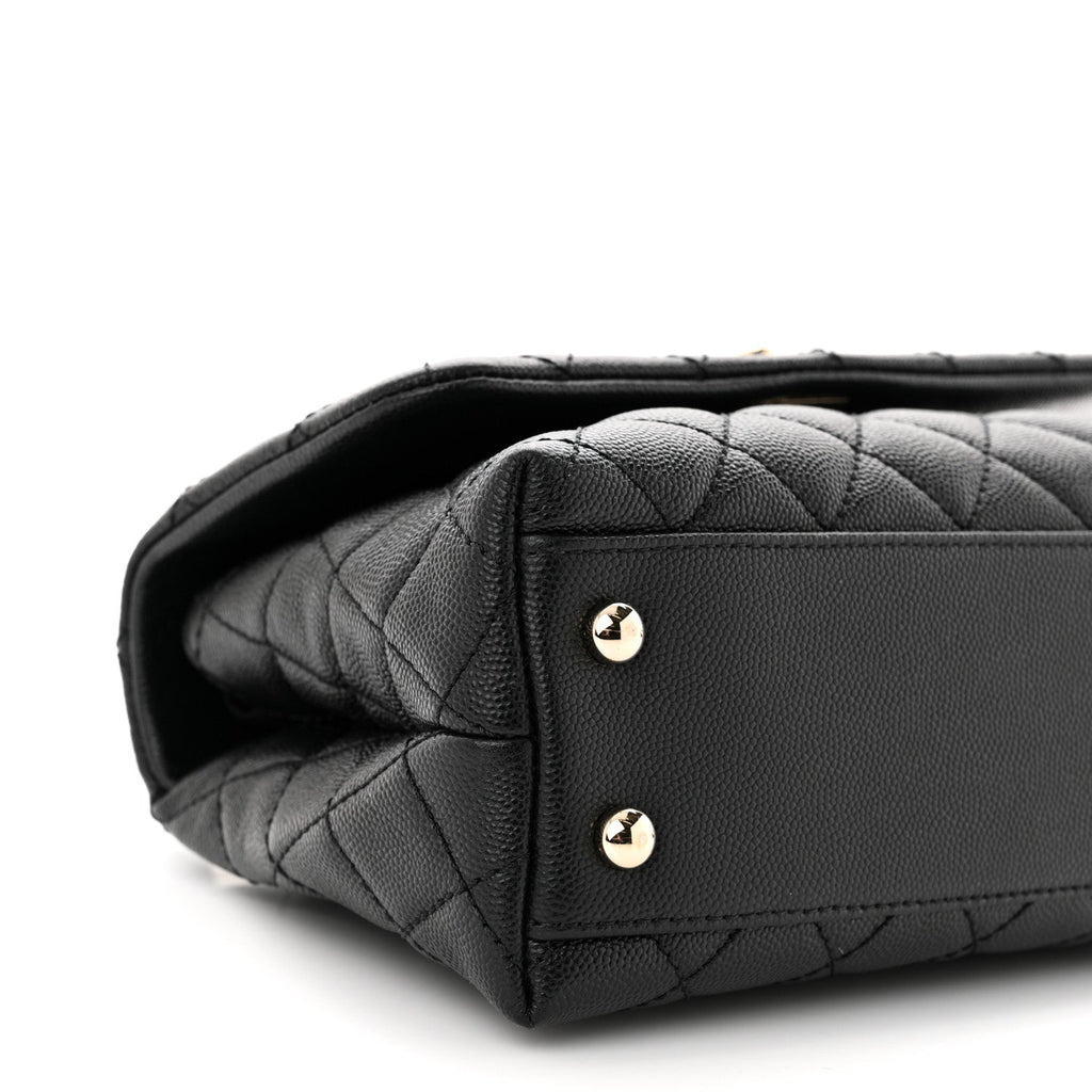 Caviar Quilted Mini Coco Handle Flap Black