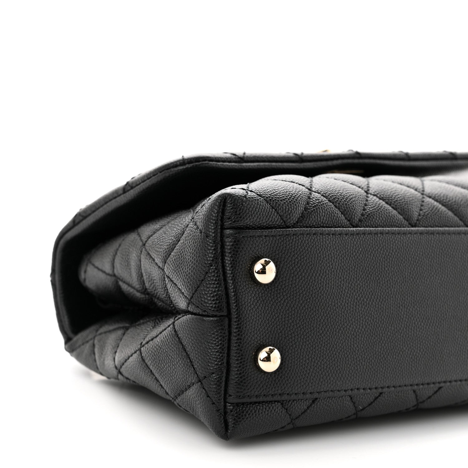 Caviar Quilted Mini Coco Handle Flap Black