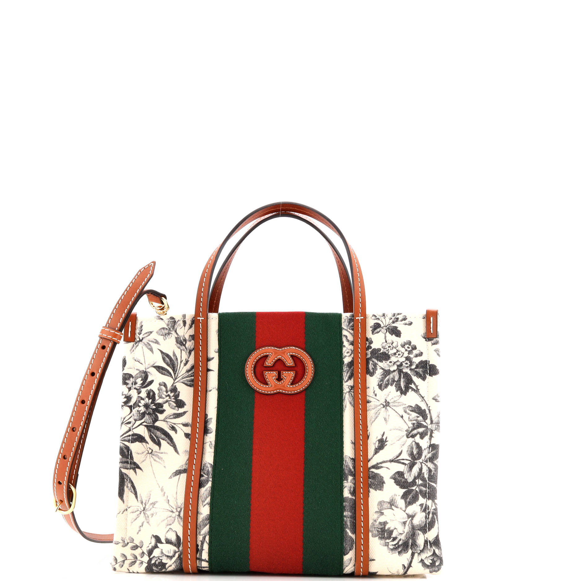 Interlocking G Web Tote Printed Canvas Small