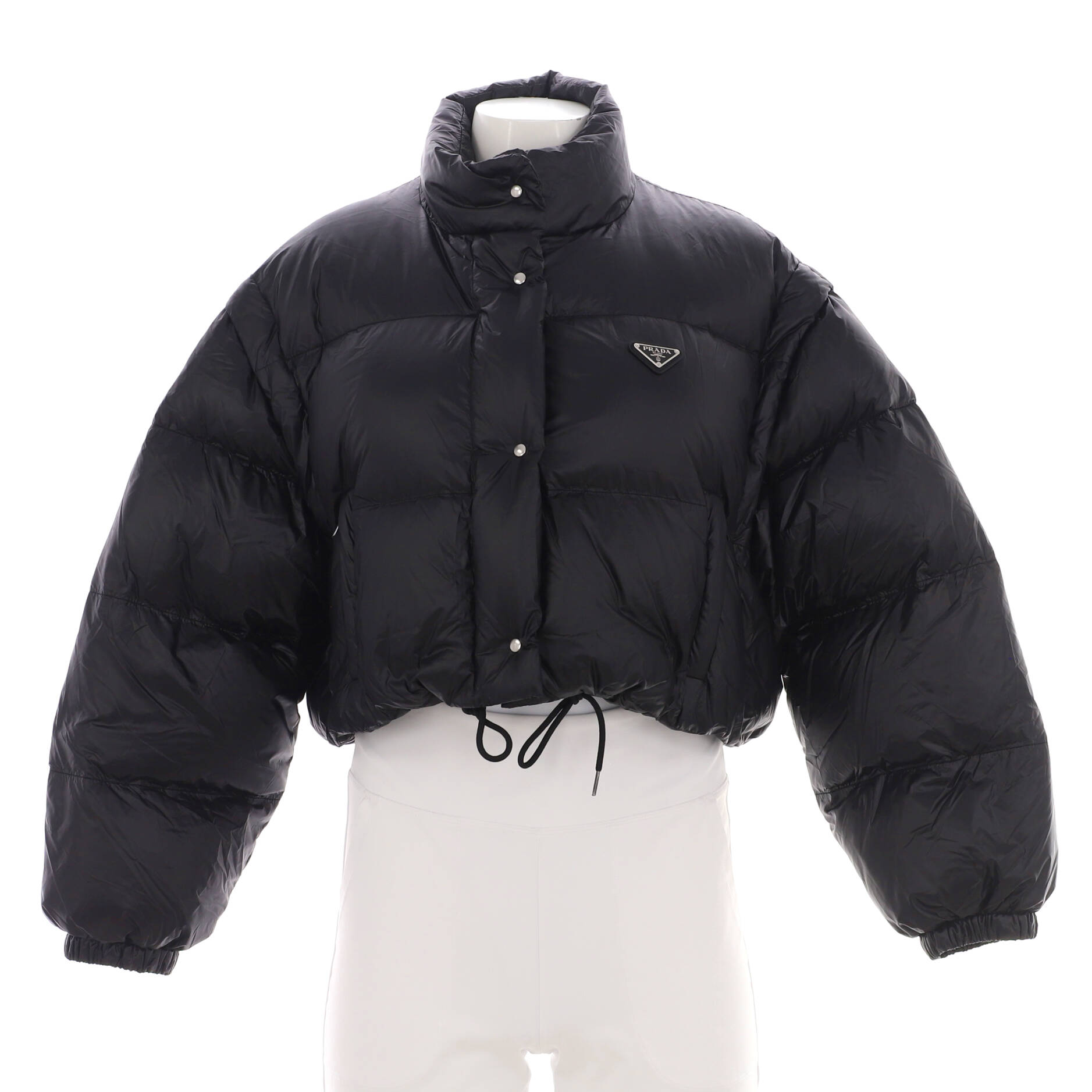 Women's Convertible Cropped Puffer Jacket Quilted Polyamide with Down